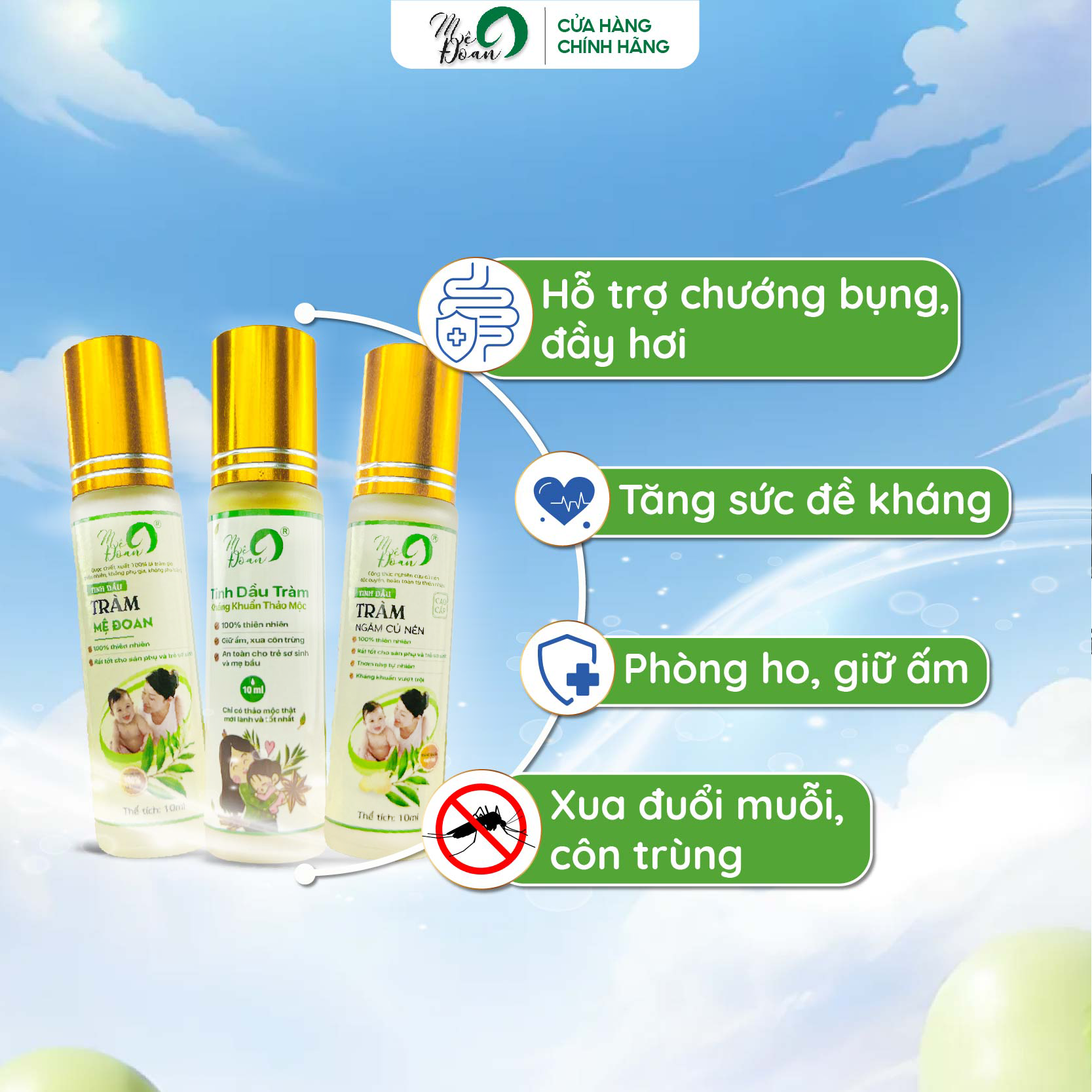 Mô tả - Tinh dầu tràm bi lăn Mệ Đoan thiết kế dạng lăn nhỏ gọn tiện lợi, phòng chống cảm gió, giữ ấm cơ thể dung tích 10 - 2