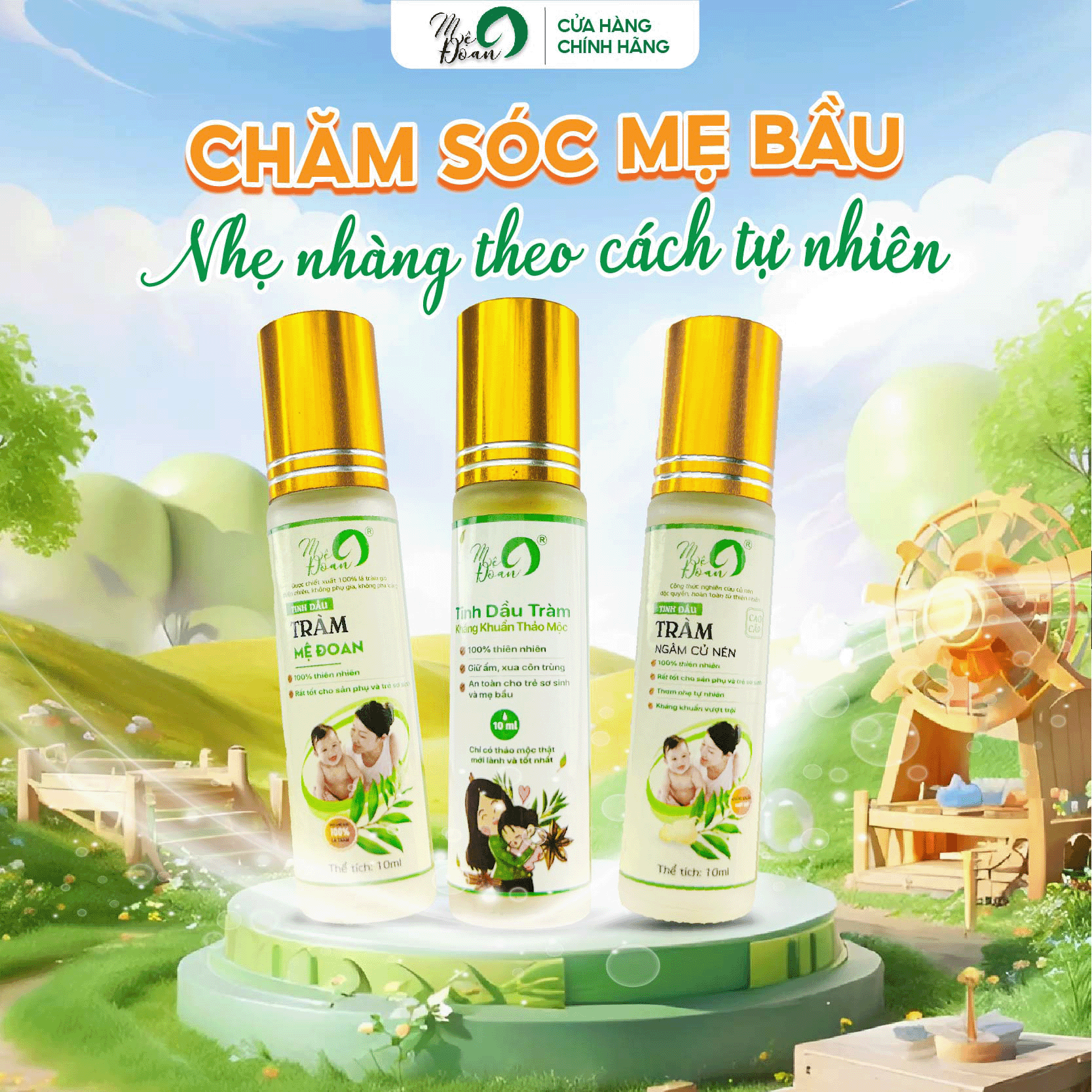 Mô tả - Tinh dầu tràm bi lăn Mệ Đoan thiết kế dạng lăn nhỏ gọn tiện lợi, phòng chống cảm gió, giữ ấm cơ thể dung tích 10 - 3