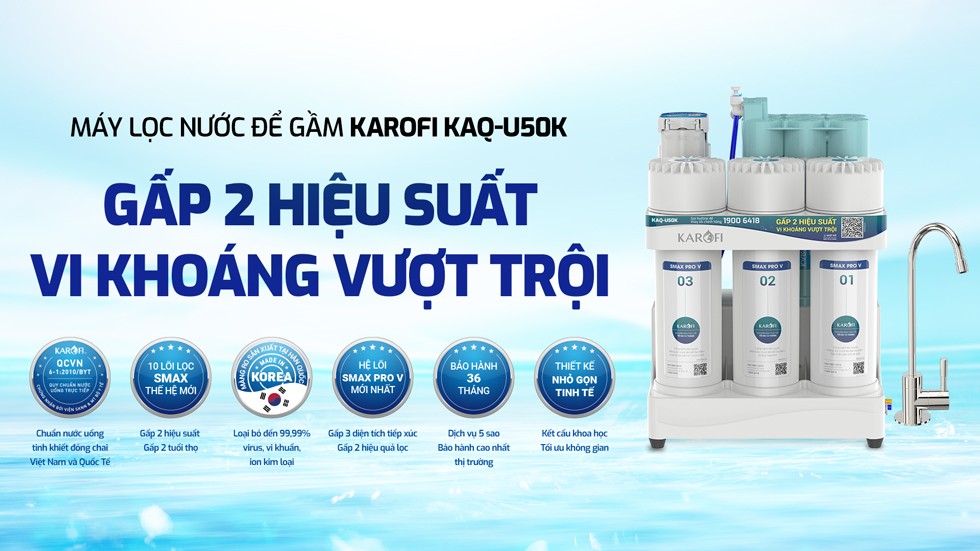 Mô tả Máy lọc nước RO Karofi KAQ-U50K 10 lõi - Nước uống trực tiếp - 1