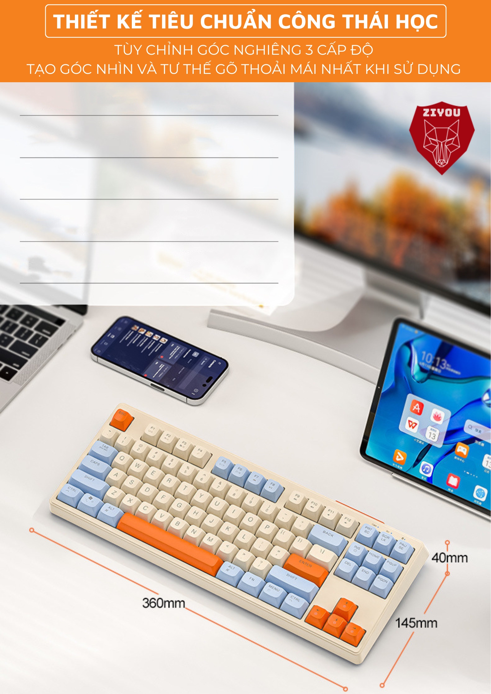 Mô tả Bàn Phím Bluetooth Không Dây Ziyou M87 Gõ Êm Giảm Ồn Led Nền Kết Nối Đa Năng Cho Dân Văn Phòng - 8