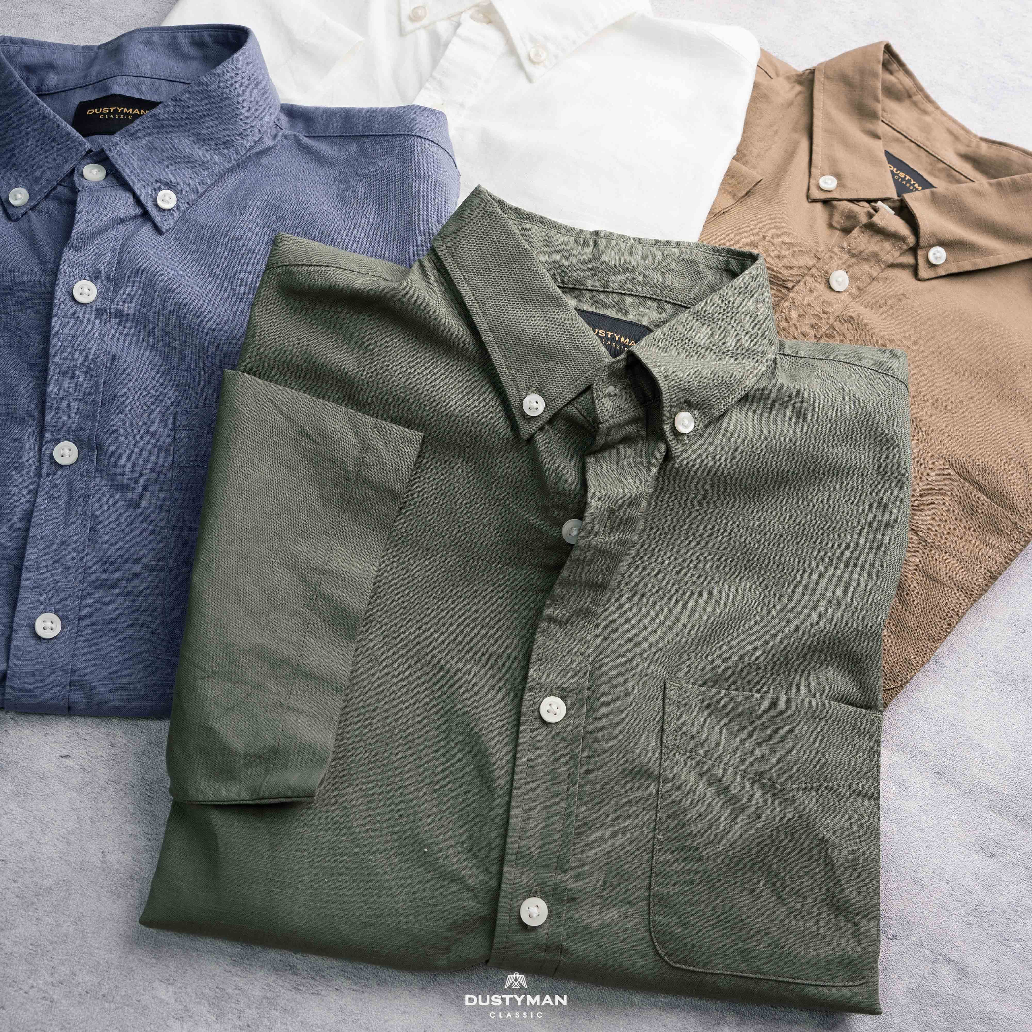 Mô tả Sơ Mi Linen Nam Tay Ngắn Luke Dustyman,Vải Linen Cao Cấp,Thoáng Mát,Form Regular Fit - 1