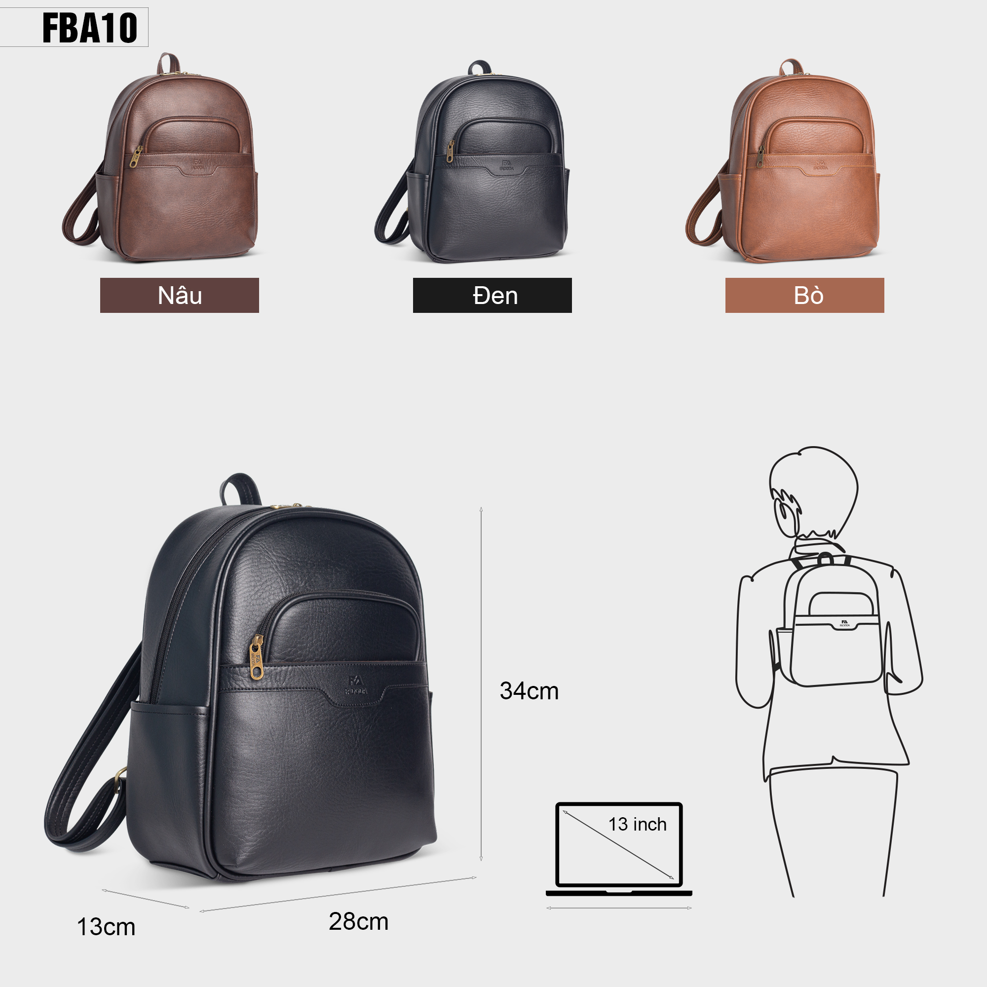 Mô tả Balo thời trang công sở unisex FA DO DA FBA10 - 2