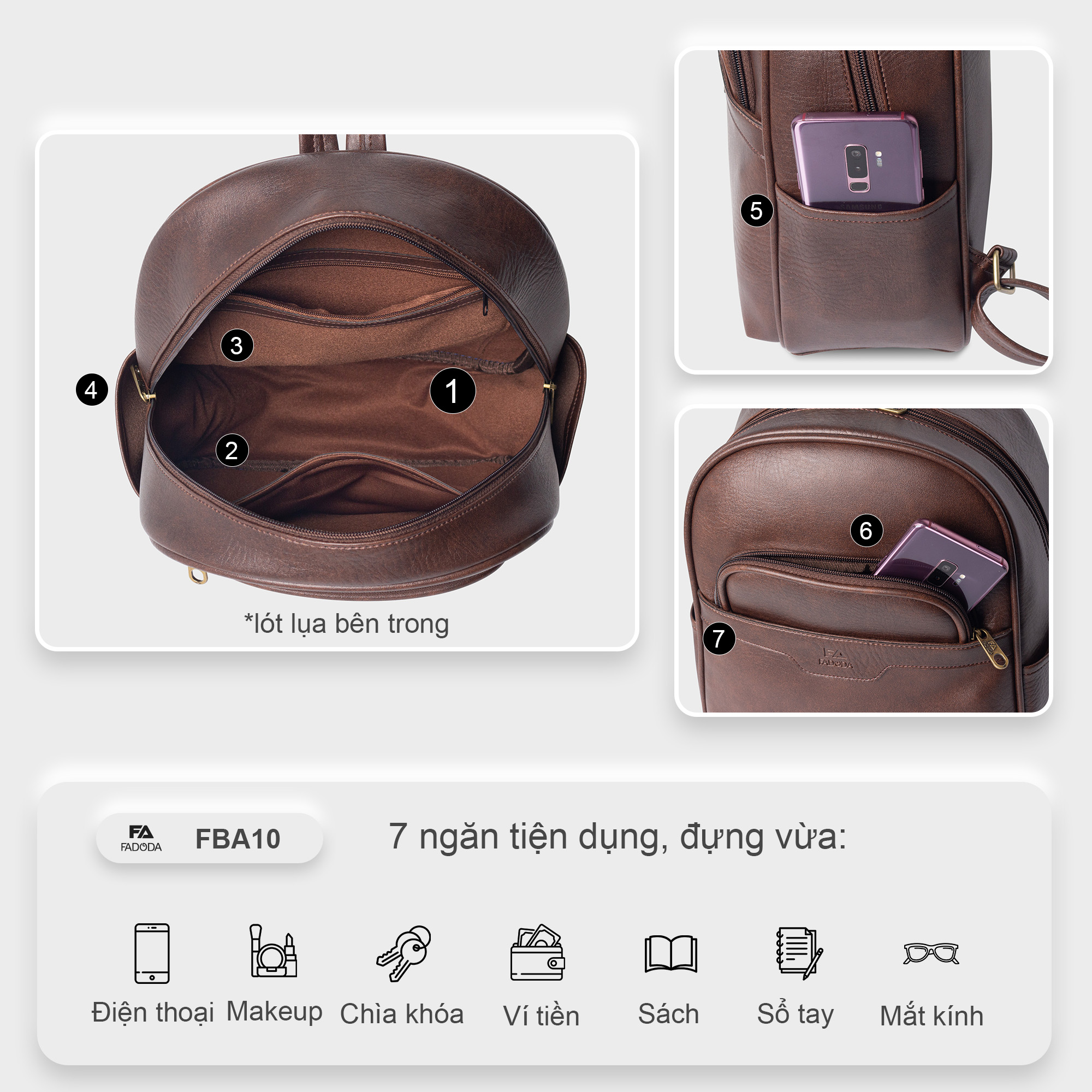 Mô tả Balo thời trang công sở unisex FA DO DA FBA10 - 5