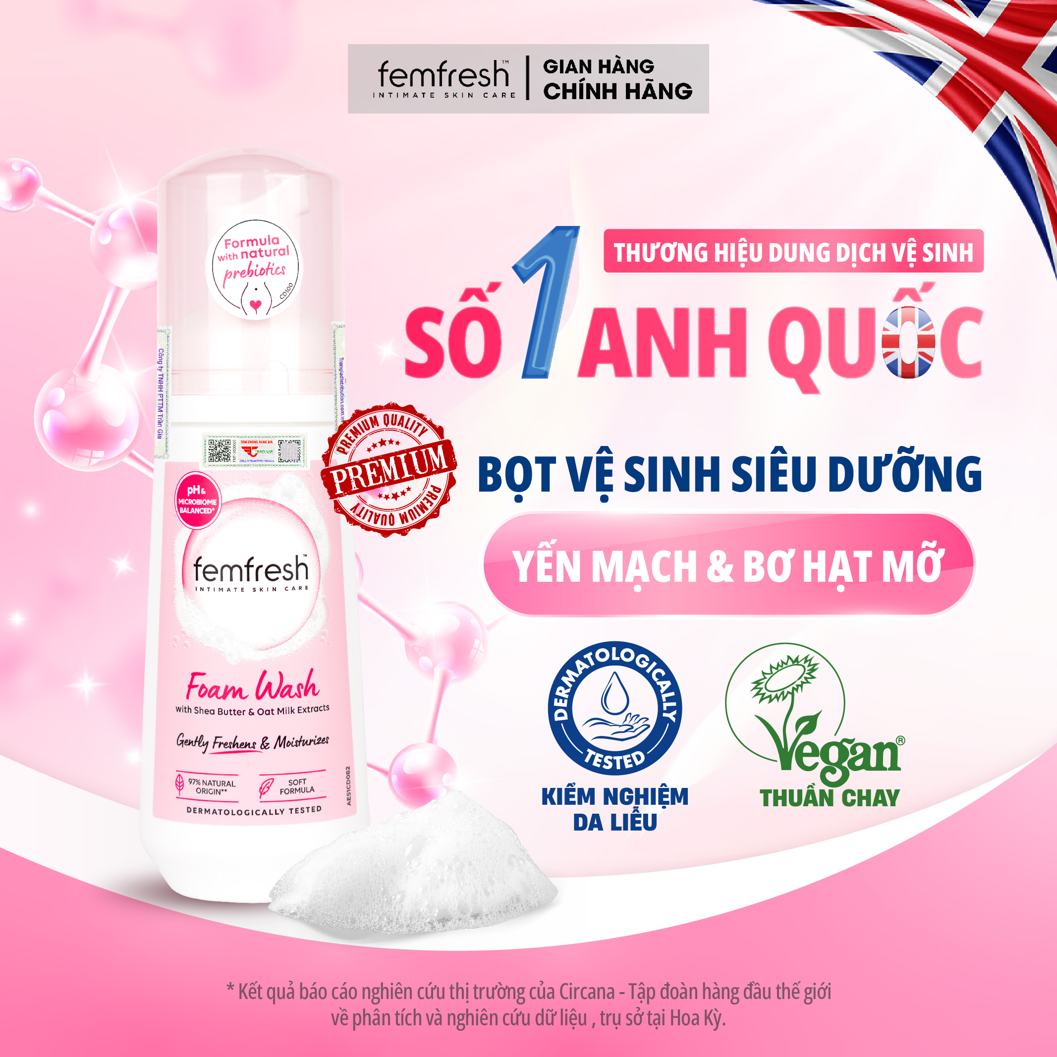 Mô tả Bọt vệ sinh phụ nữ cao cấp Femfresh - Giúp Dưỡng Ẩm, chống viêm, ngăn ngừa nấm ngứa- 150ml - 1