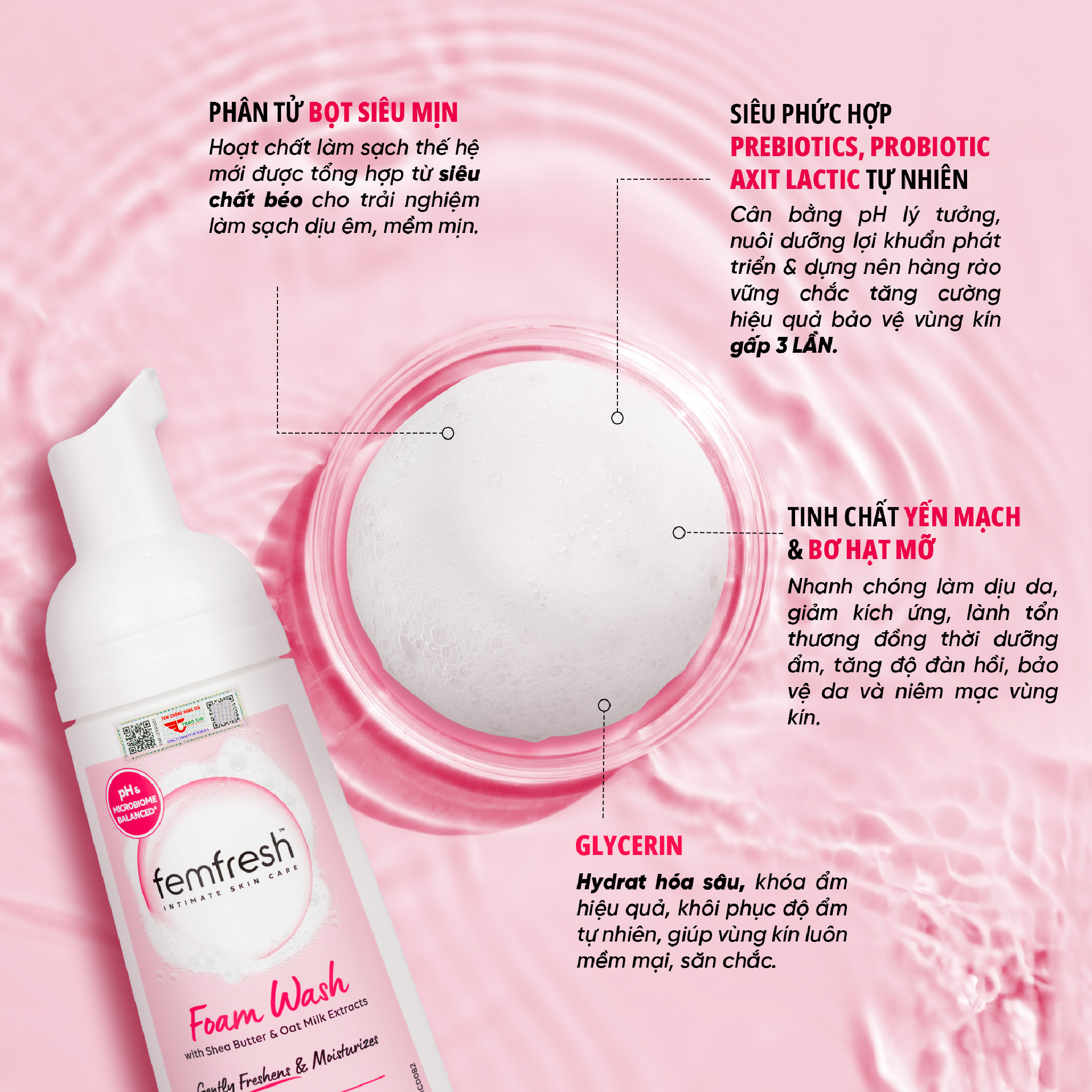 Mô tả Bọt vệ sinh phụ nữ cao cấp Femfresh - Giúp Dưỡng Ẩm, chống viêm, ngăn ngừa nấm ngứa- 150ml - 7