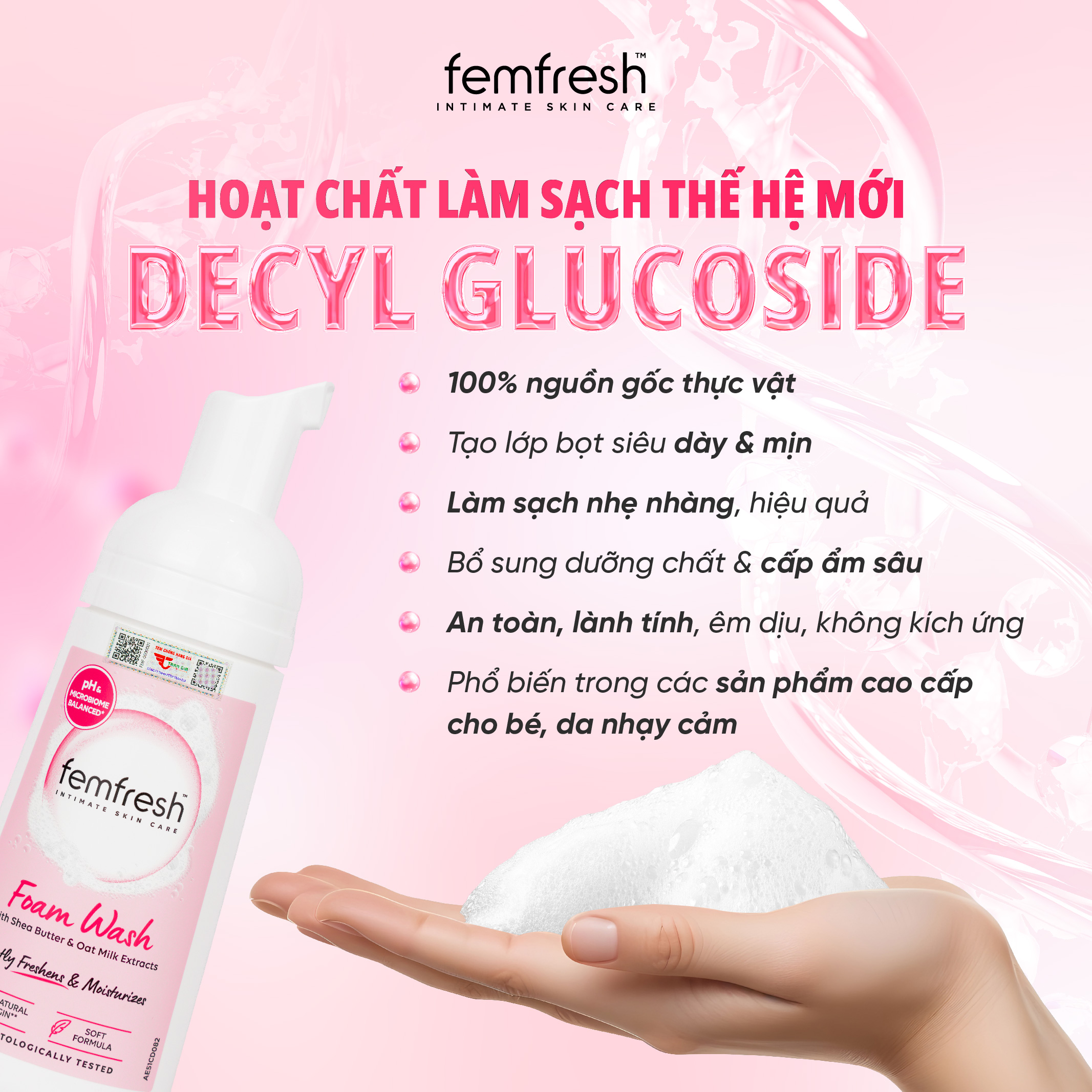 Mô tả Bọt vệ sinh phụ nữ cao cấp Femfresh - Giúp Dưỡng Ẩm, chống viêm, ngăn ngừa nấm ngứa- 150ml - 10