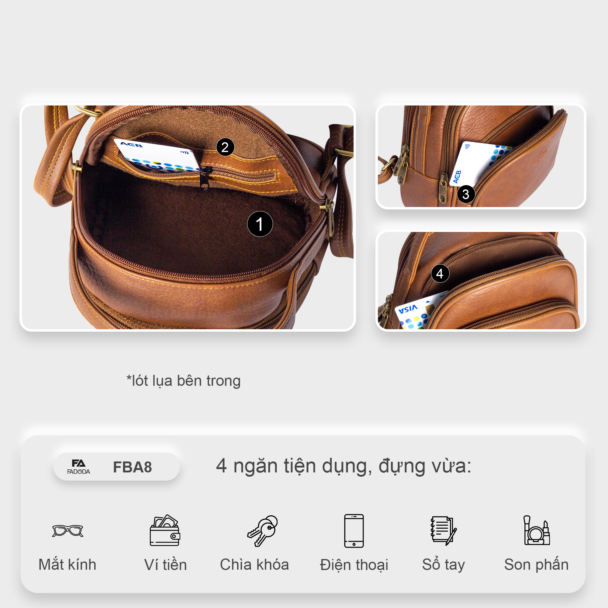 Mô tả Balo mini xinh xắn kiểu hàn quốc FBA8 FADODA - 3