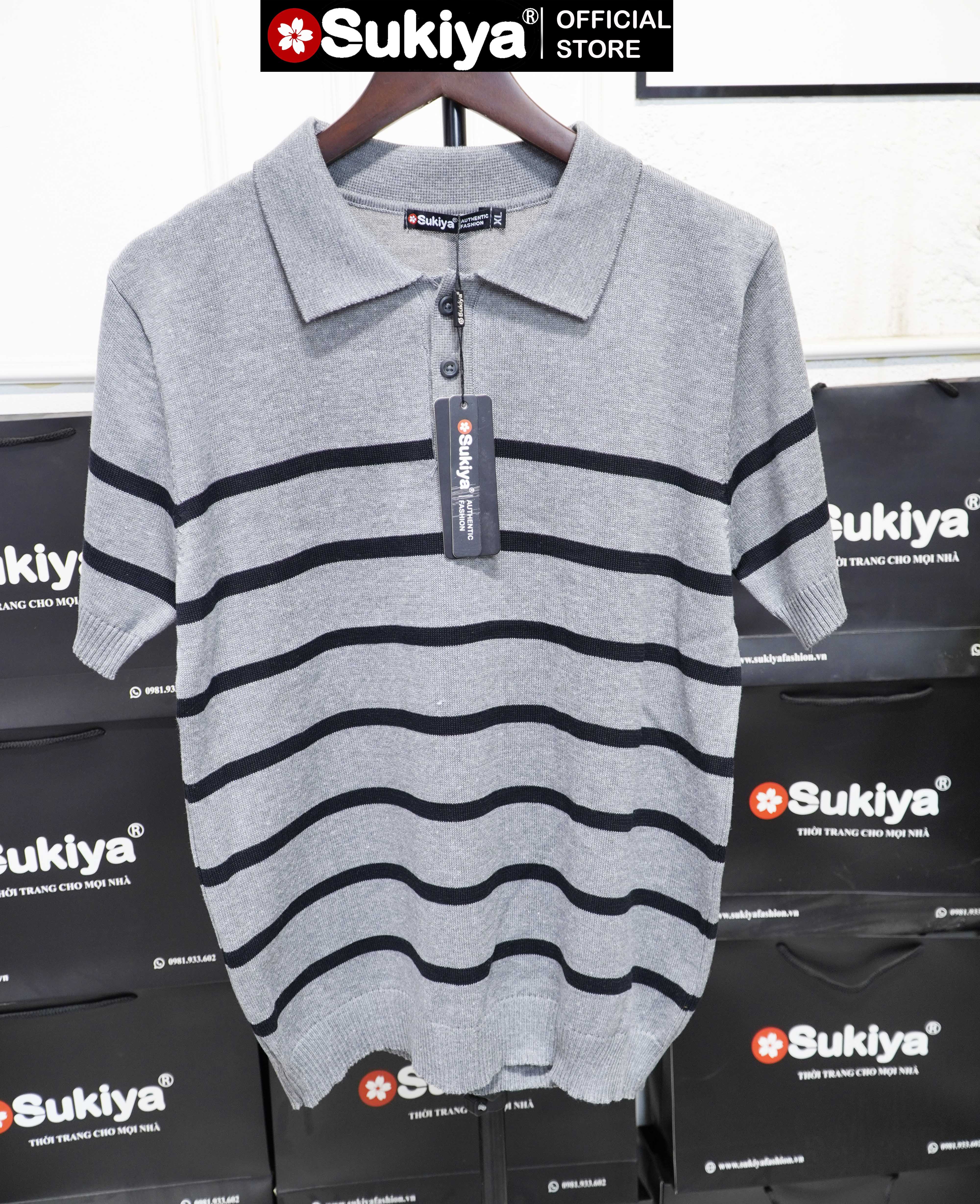 Mô tả Áo Polo Len Dệt Kim Nam SUKIYA Premium Kẻ Len Mát Cotton Thấm Mồ Hôi mùa Hè AL74 - 4