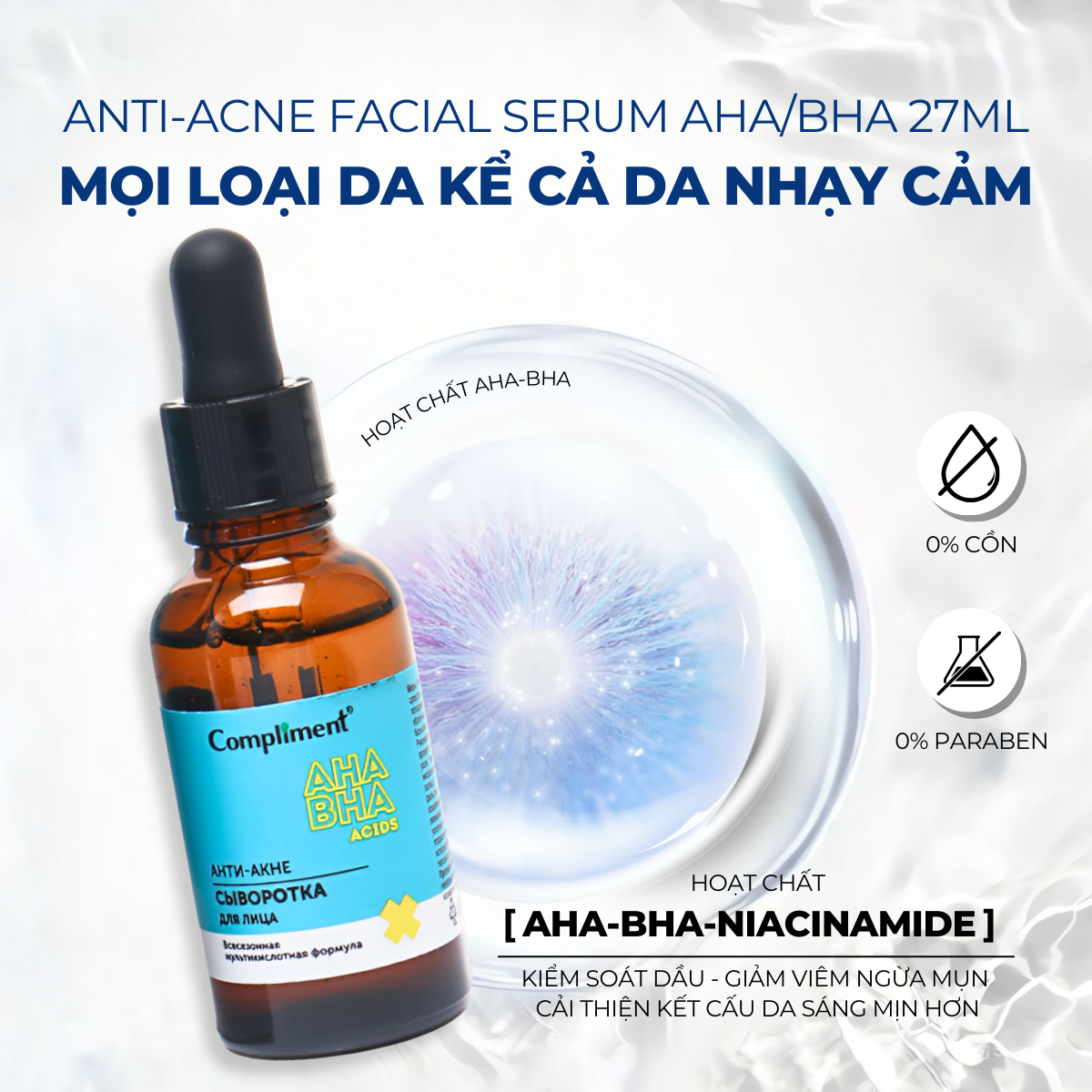 Mô tả Serum Dưỡng Da Compliment AHA BHA PHA Acids And Tea Tree Se Khít Lỗ Chân Lông Giảm Mụn Kiềm Dầu 27ml - 3