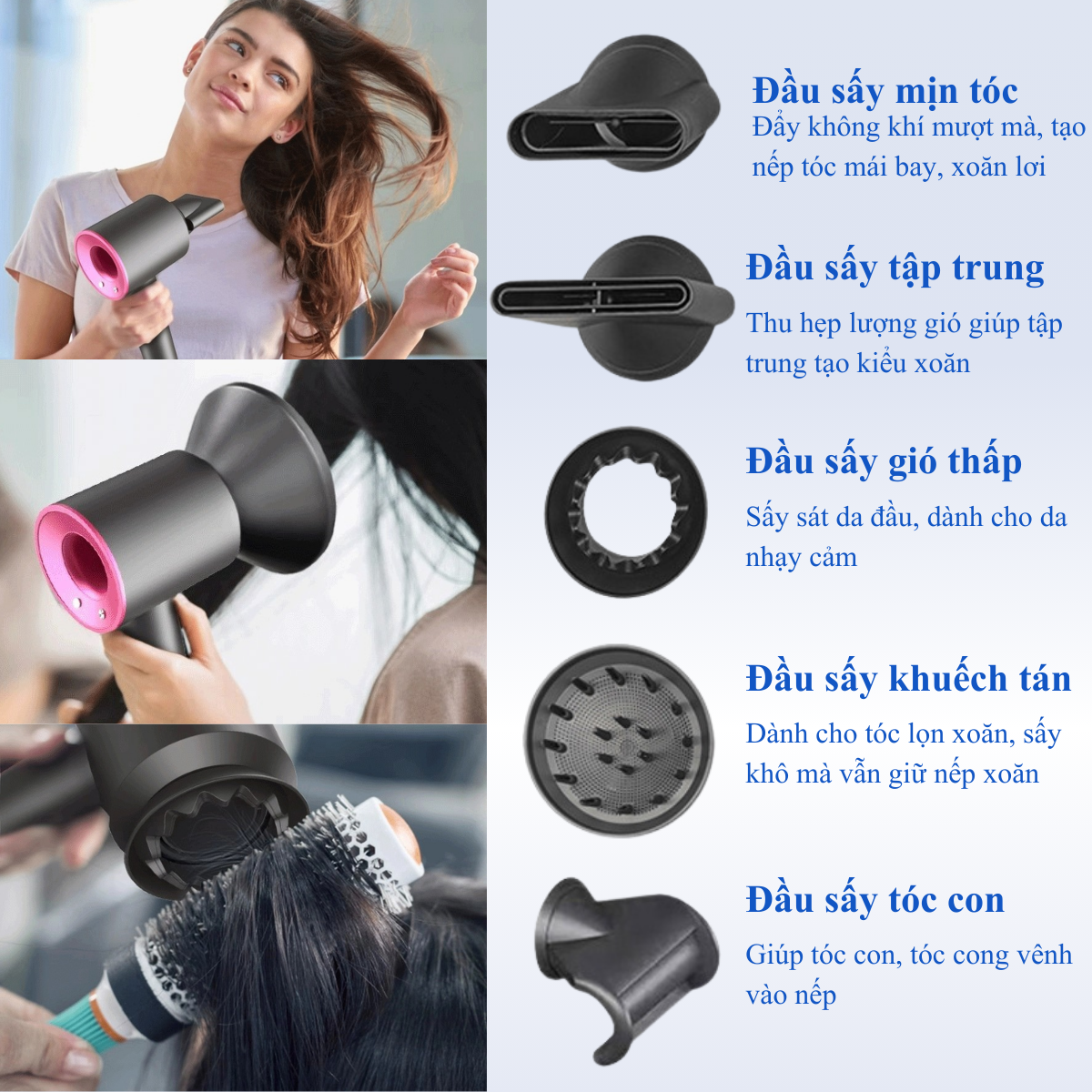 Mô tả Máy Sấy Tóc NANOMAX High Speed Bản Cải Tiến 2 Chiều Nóng Lạnh Thiết Kế Không Lá Động Cơ Không Chổi Than - 6
