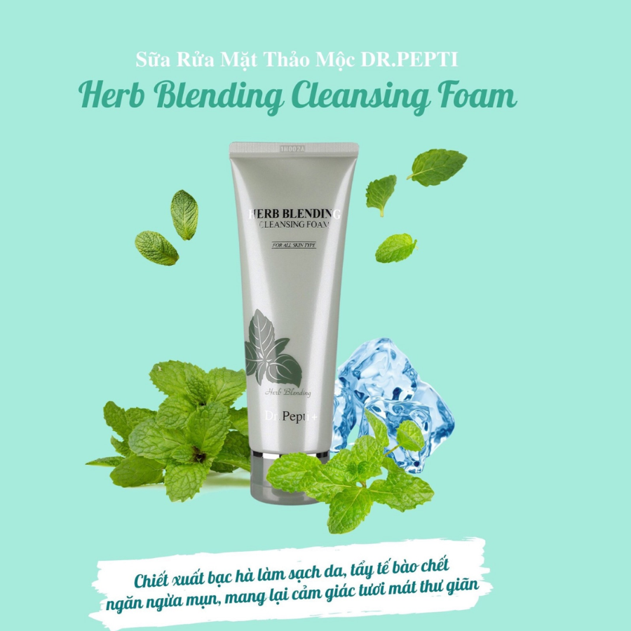 Mô tả SỮA RỬA MẶT DR.PEPTI BẠC HÀ TRÀ XANH HERB BLENDING CLEANSING FOAM 110ML - 1