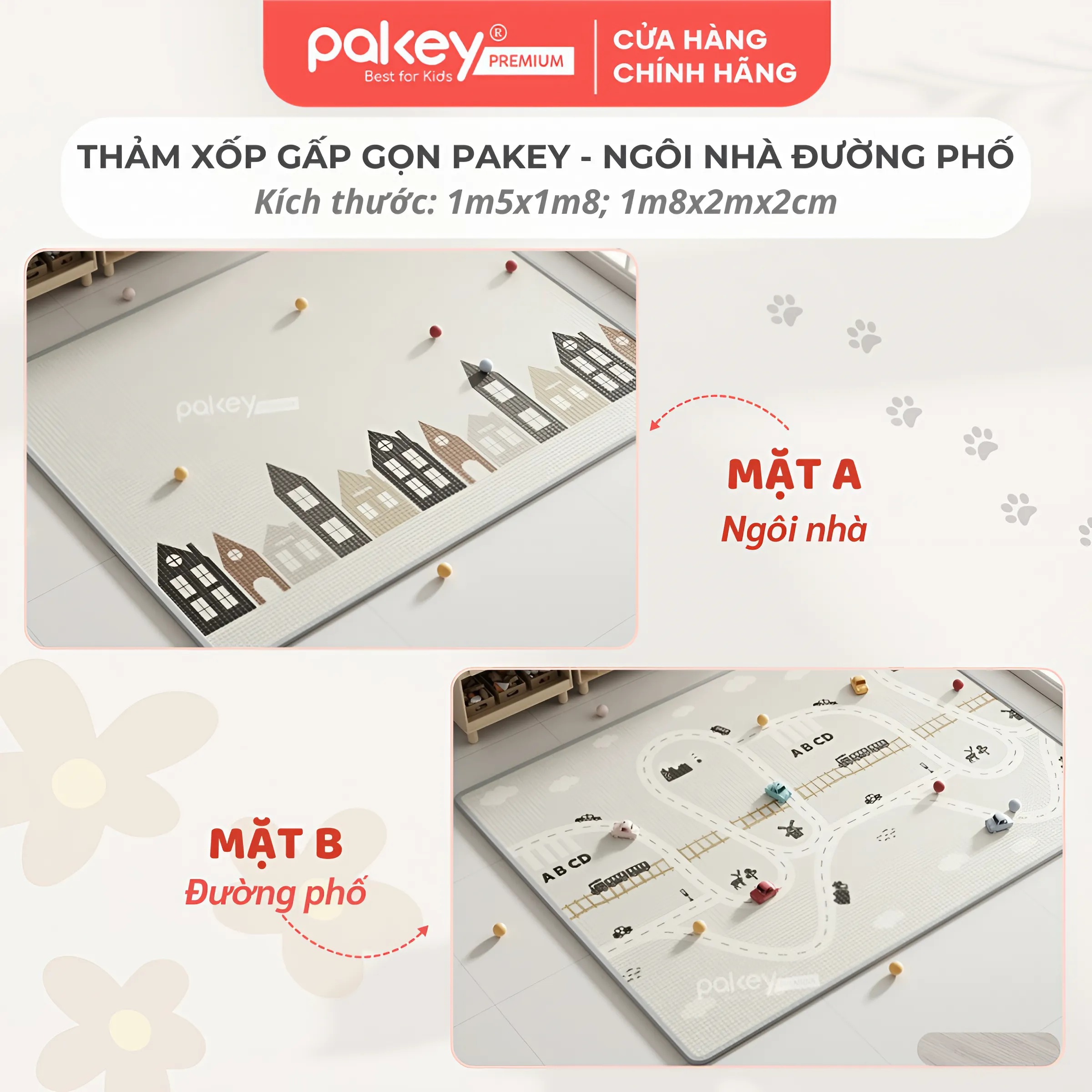Mô tả Thảm Cuộn XPE PAKEY Cao Cấp Trải Sàn 2 Mặt Dày 2cm Họa Tiết Sinh Động Siêu Êm Cho Bé Tập Bò, Tập Đi - 4