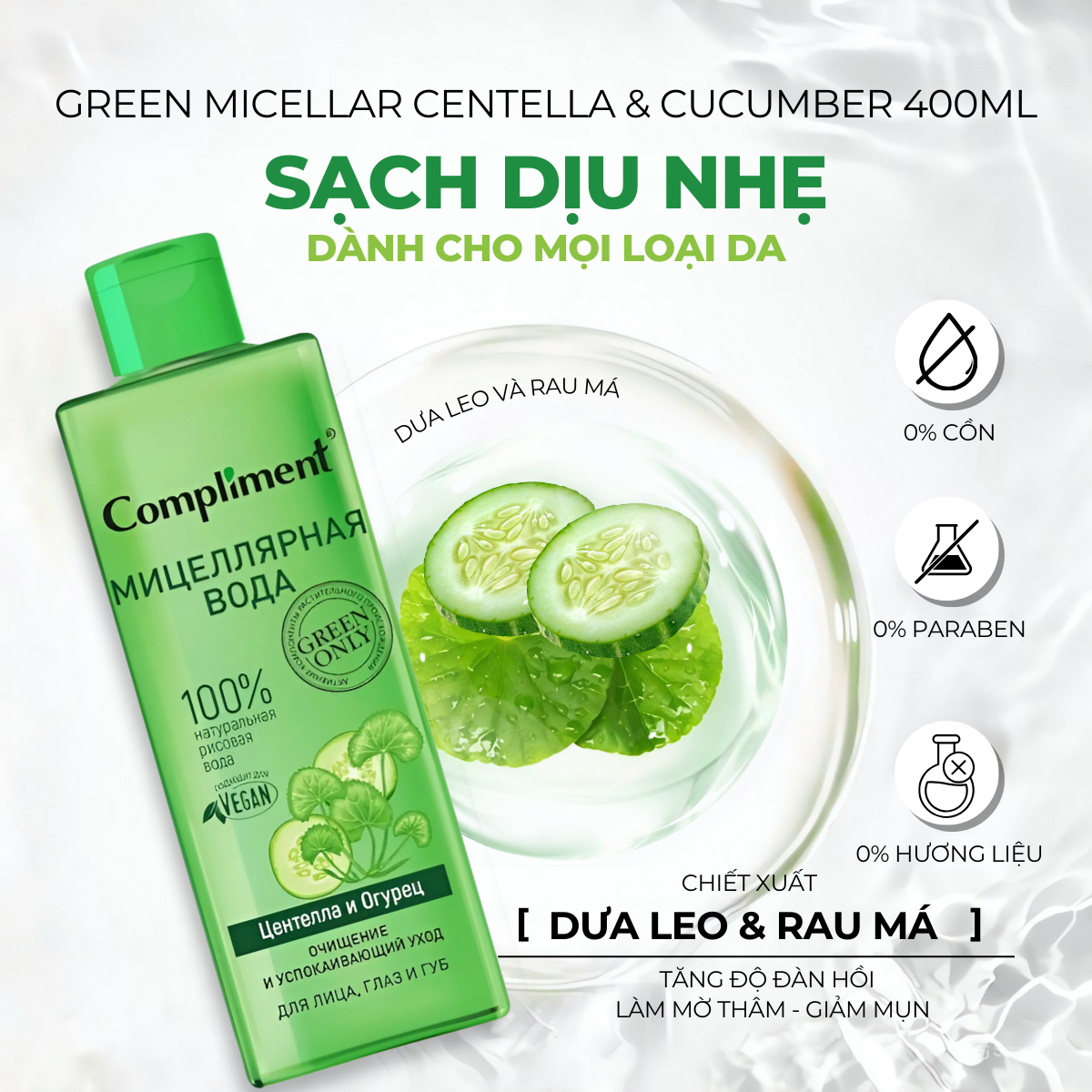 Mô tả Nước Tẩy Trang Compliment 400ml Dành Cho Mọi Loại Da Nhaỵ Cảm Dầu Mụn - 5