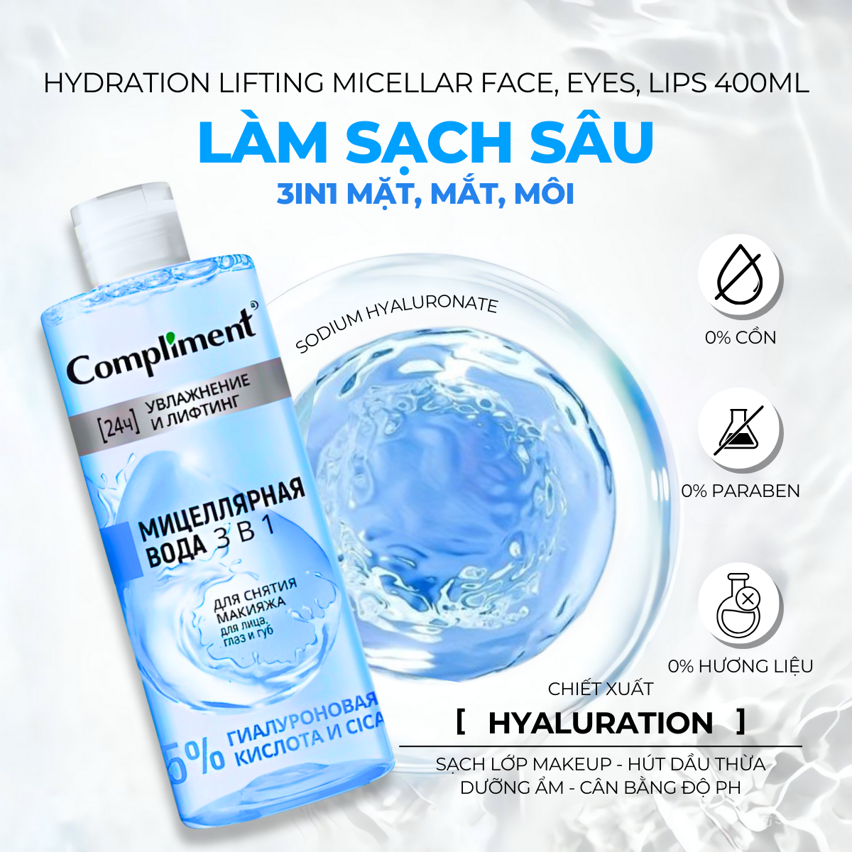 Mô tả Nước Tẩy Trang Compliment 400ml Dành Cho Mọi Loại Da Nhaỵ Cảm Dầu Mụn - 6