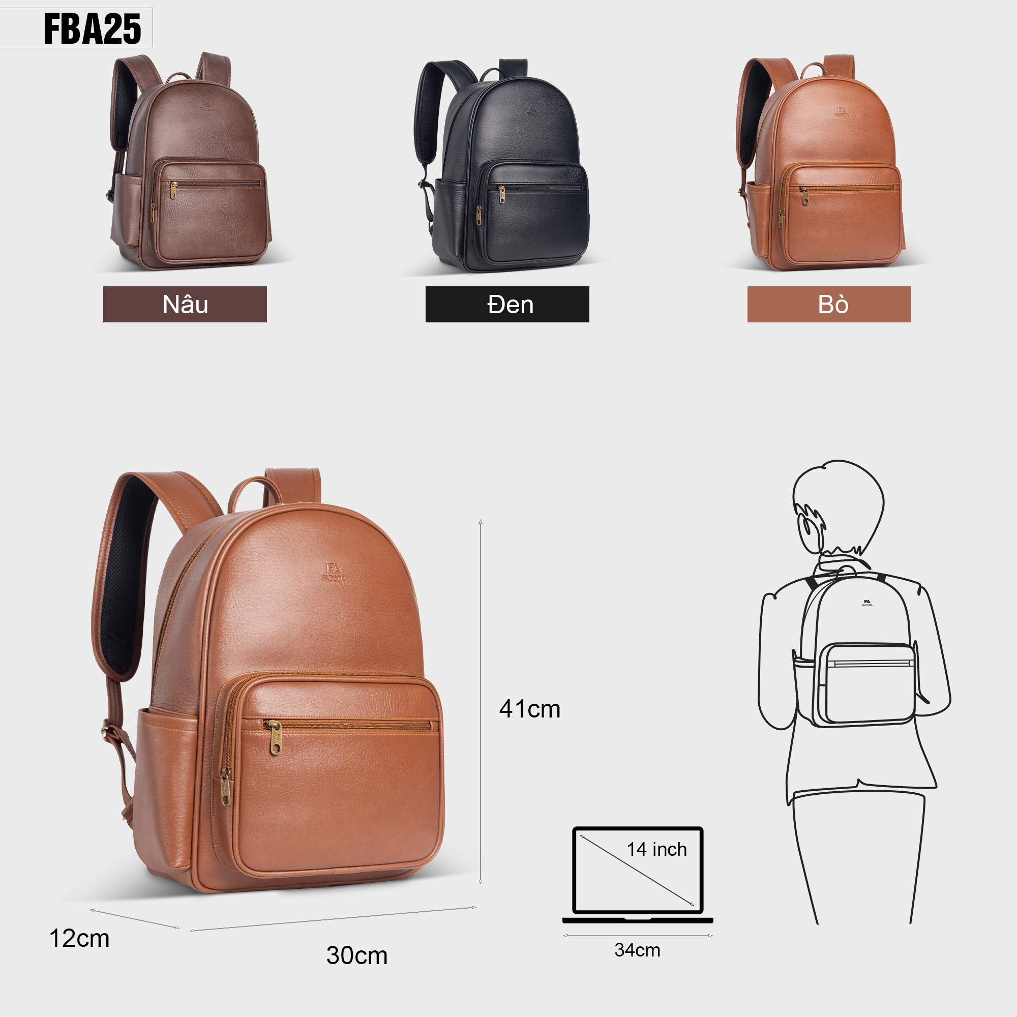 Mô tả Balo da công sở unisex thời trang FA DO DA FBA25 - 2