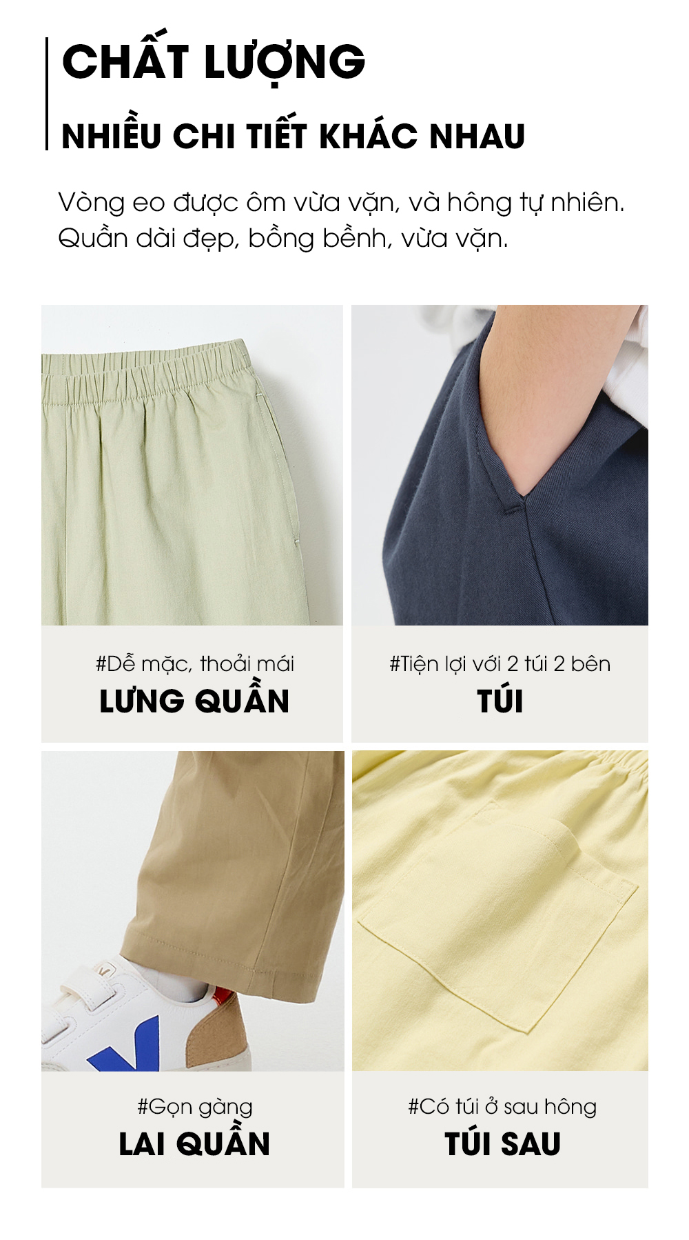 Mô tả Quần Baggi dài dáng suông vải cotton mềm mịn bé trai và bé gái Unifriend Hàn Quốc U9501. Size đại 2,3,4,5, 6, 8, 10 tuổi - 6
