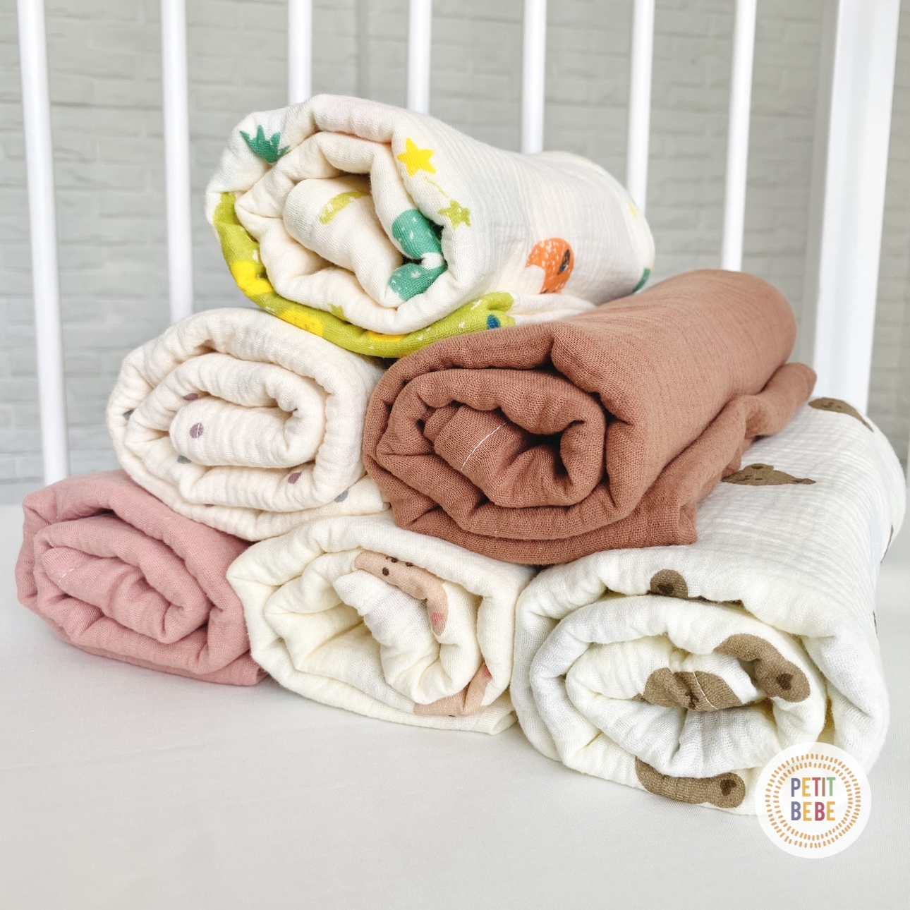 Mô tả Khăn tắm cho bé Petit Bebe 100x100cm muslin 2 lớp thấm hút thoáng khí - 3