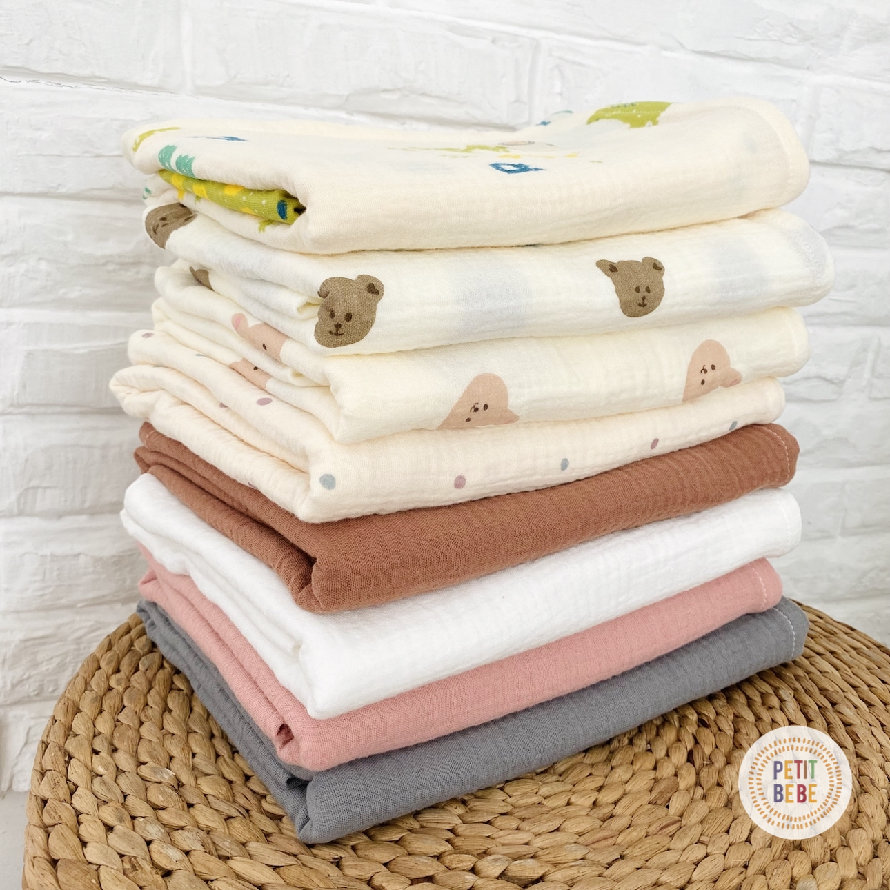 Mô tả Khăn tắm cho bé Petit Bebe 100x100cm muslin 2 lớp thấm hút thoáng khí - 4