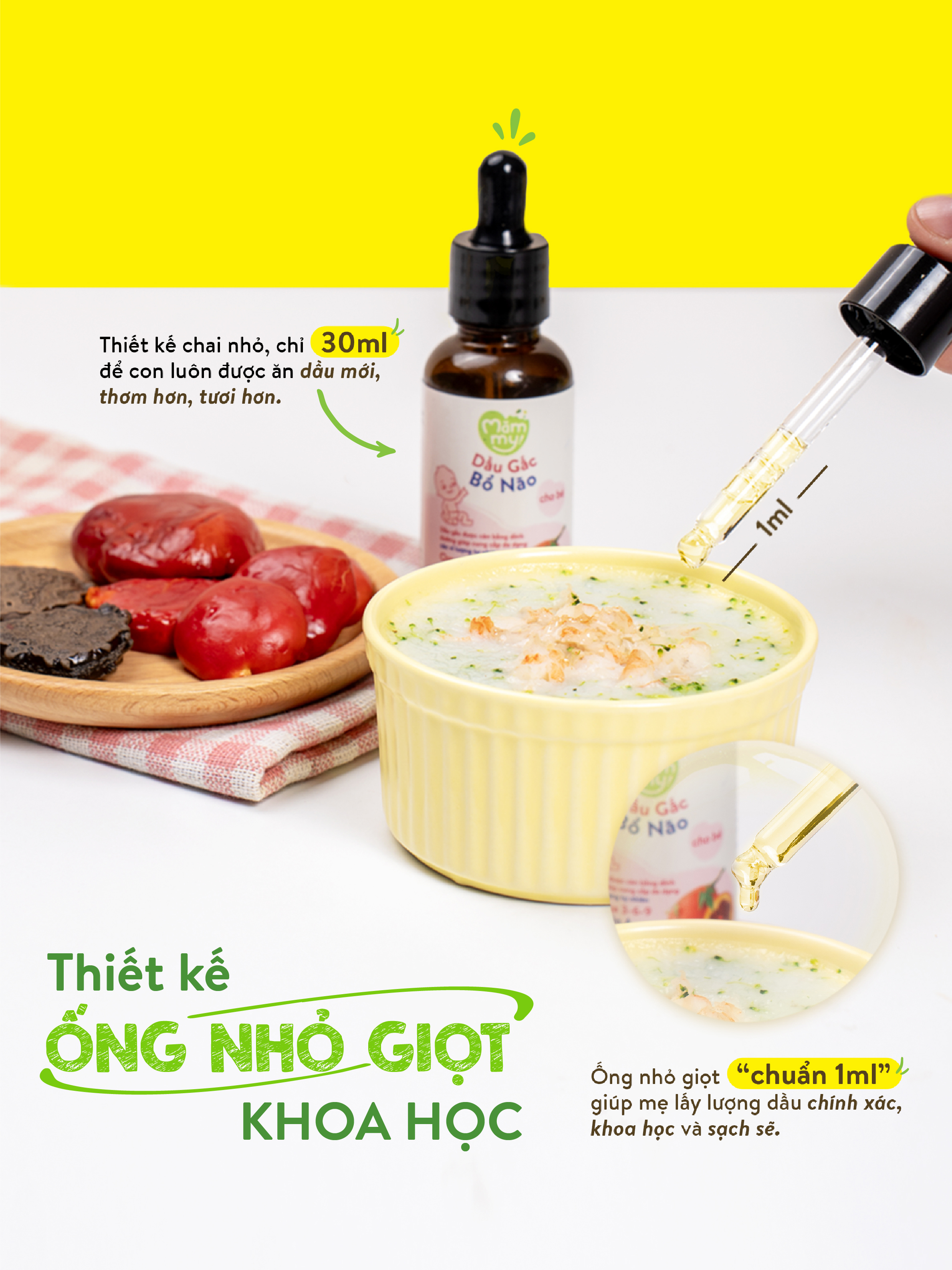 Mô tả Combo 3 dầu ăn dặm núng nính Mămmy gồm dầu bơ, dầu óc chó, dầu gấc giúp bé phát triển toàn diện về trí não, thị lực - 6