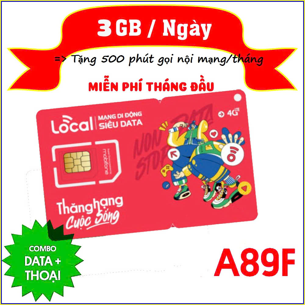 Mô tả [1 TỶ GB] SIM 4G Mobifone Không giới hạn dung lượng gói A89 4gb/ ngày 1000p gọi - 5