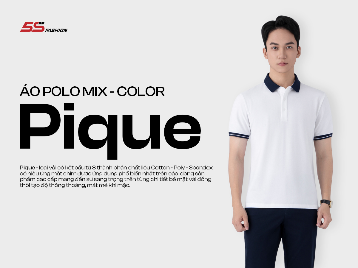 Mô tả Áo Polo Nam MIX-COLOR Ngắn Tay 5S FASHION Cotton Mát Lạnh, Thoáng Khí, Lịch Lãm APC25033 - 1
