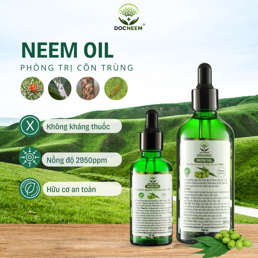 Dầu Neem DOCNEEM phòng trị sâu bệnh