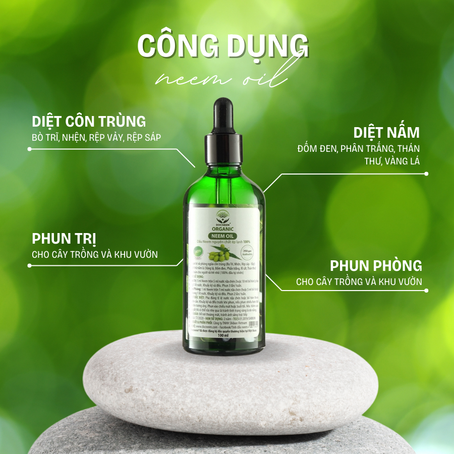 Mô tả Neem oil phòng trị sâu bệnh hoa hồng, phong lan, cây cảnh DOCNEEM hữu cơ, nguyên chất ép lạnh, hàng chính hãng - 3
