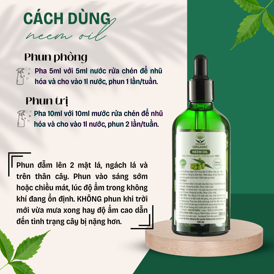 Cách sử dụng Dầu Neem DOCNEEM