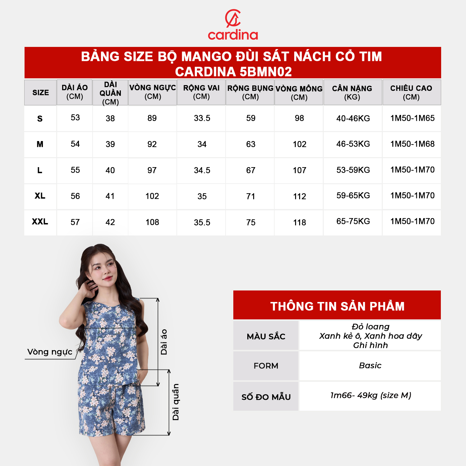 Mô tả Đồ Bộ Nữ 𝐂𝐀𝐑𝐃𝐈𝐍𝐀 Chất Lụa Mango Cao Cấp Quần Đùi Áo Sát Nách Họa Tiết Nhẹ Nhàng Nữ Tính 5BMN02 - 1