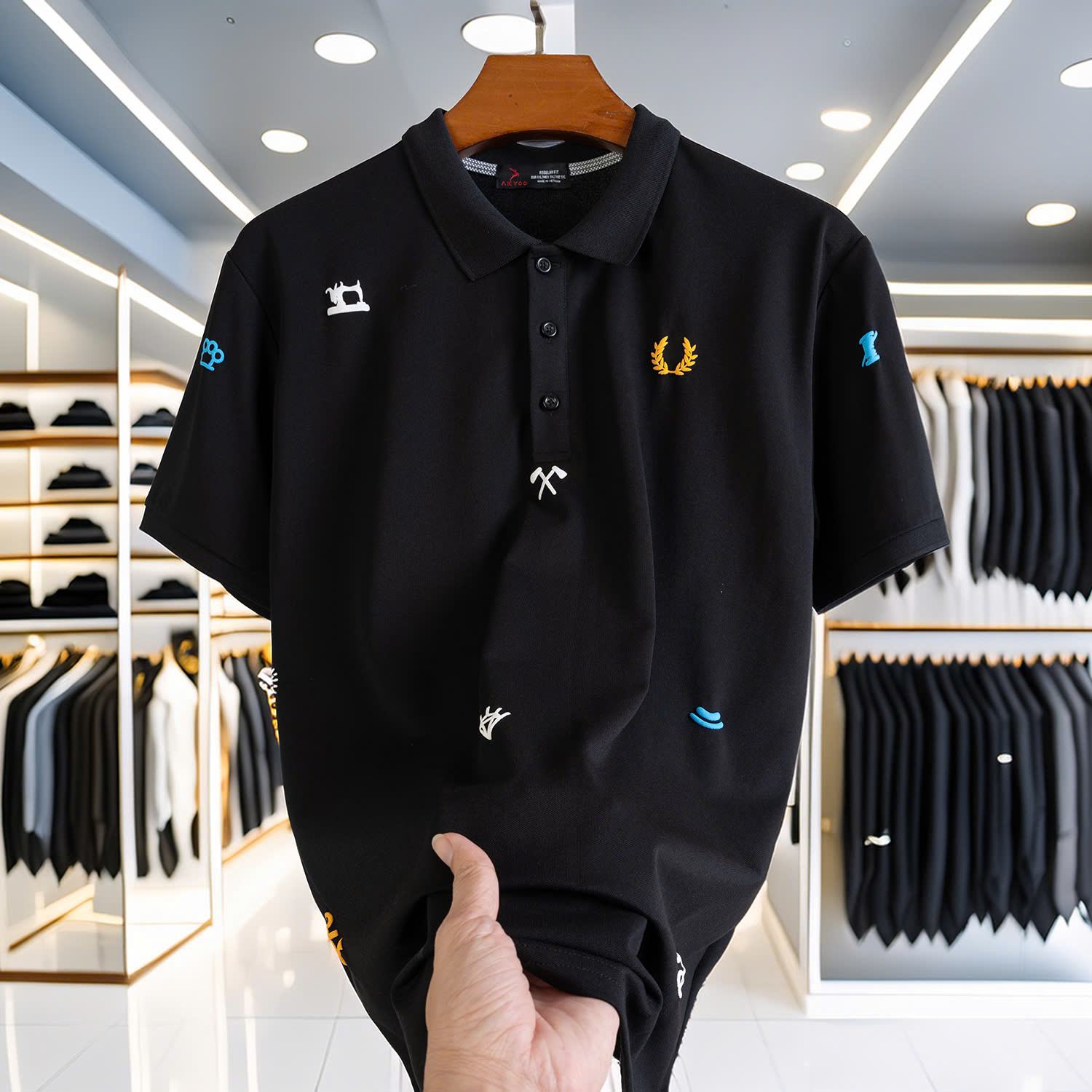 Mô tả Áo POLO Nam Bigsize 80-140KG AKYOO Cao Cấp Cotton Co Giãn, Thâm Hút Mồ Hôi, Áo Polo Ngoại Cỡ - PL DEN HINH - 1