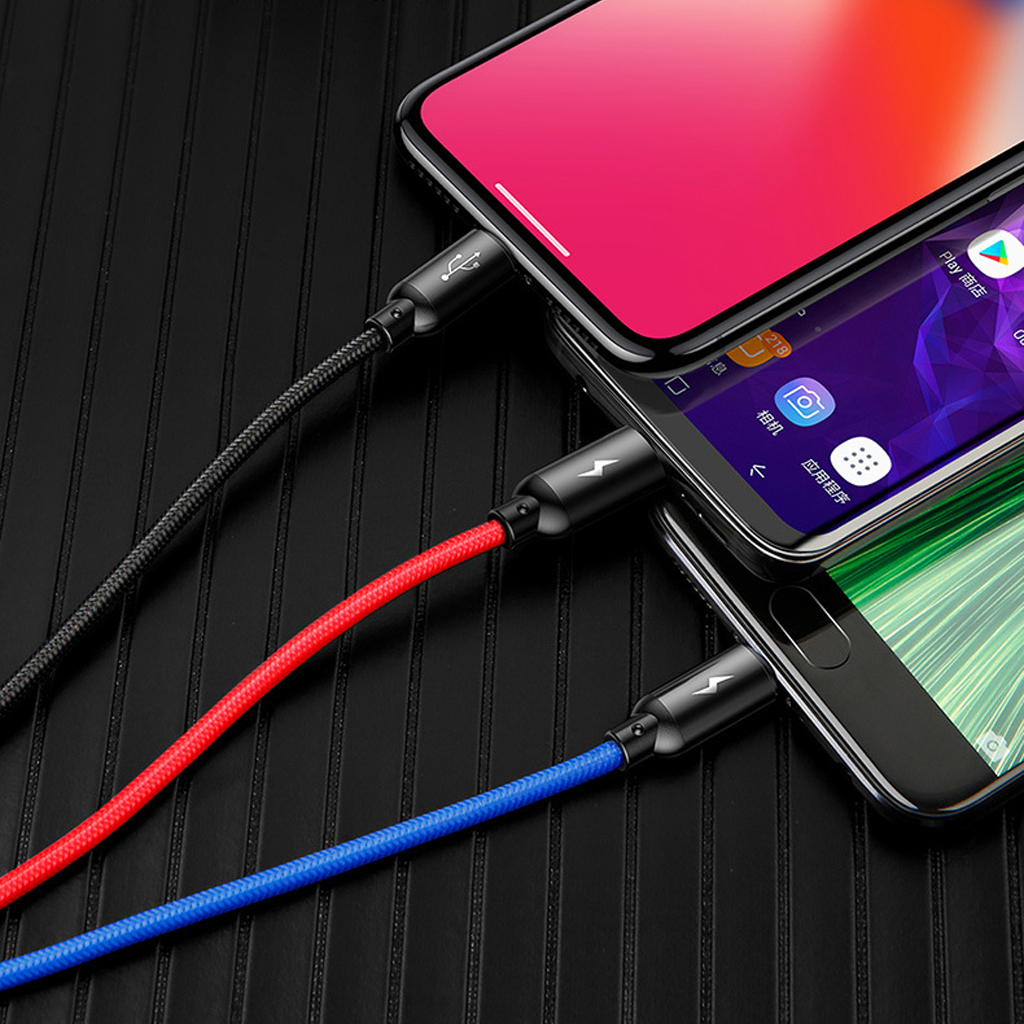 Mô tả Cáp Sạc 3 trong 1 CHÍNH HÃNG Baseus Dây Dù 1.2M Tiện Lợi Dành Cho Điện Thoại Ip-SamSung-Oppo-Xiaomi - 1