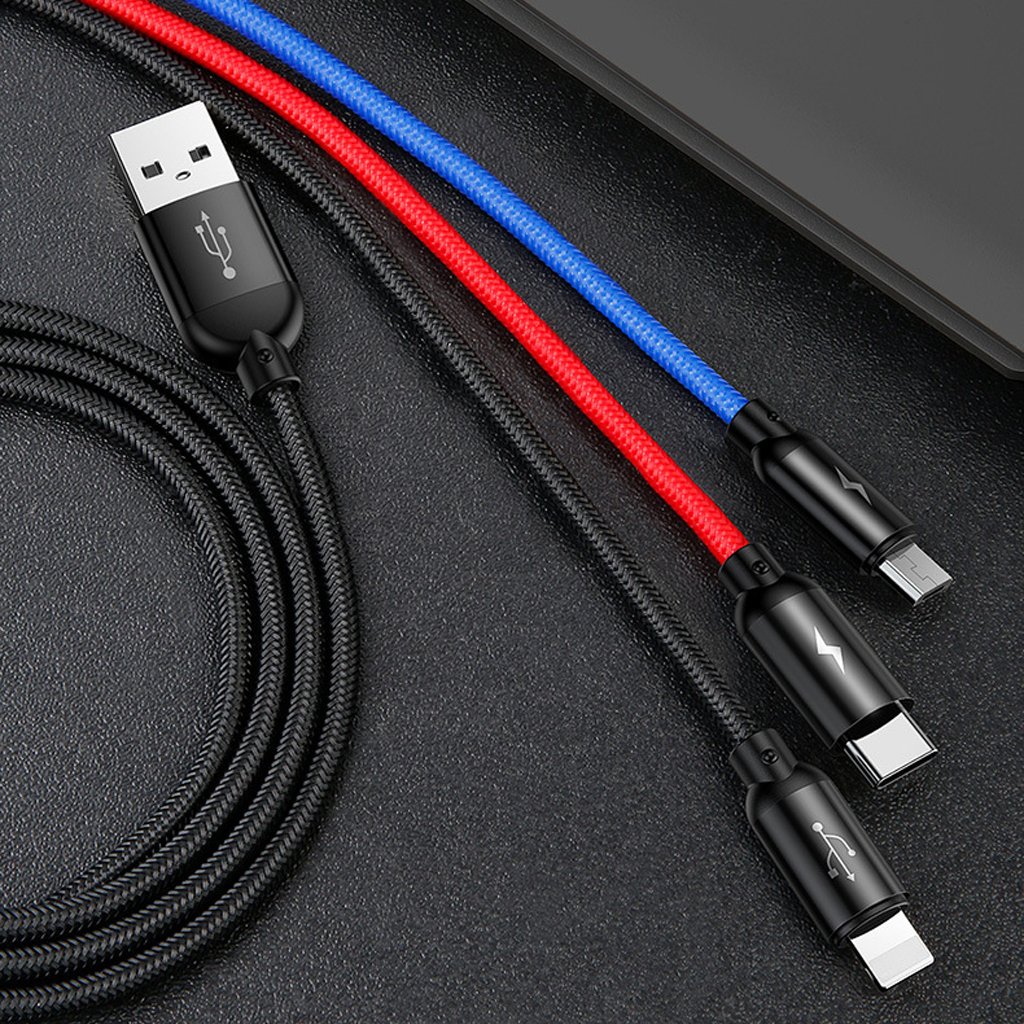 Mô tả Cáp Sạc 3 trong 1 CHÍNH HÃNG Baseus Dây Dù 1.2M Tiện Lợi Dành Cho Điện Thoại Ip-SamSung-Oppo-Xiaomi - 3