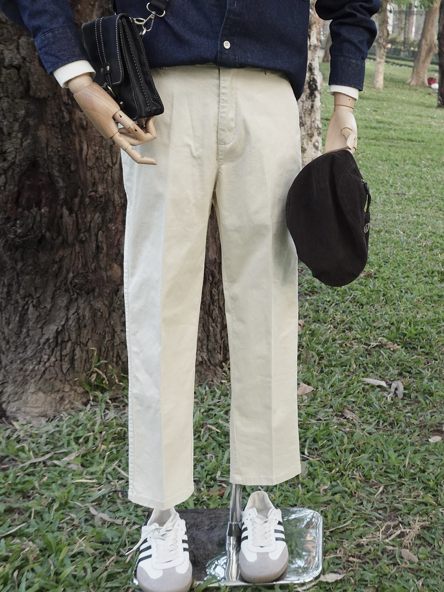 Quần Kaki Nam Trắng Carrot Fit DENIMST 5