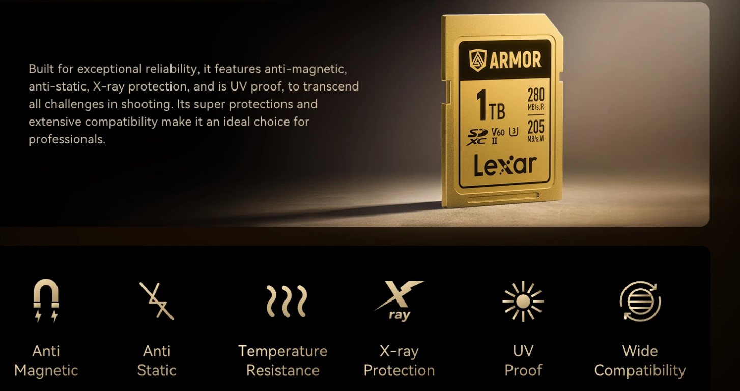 Thẻ Nhớ Lexar Armor Gold Sdxc Uhs-Ii 128Gb Thép Không Gỉ, Chống Nước, Chống Sốc