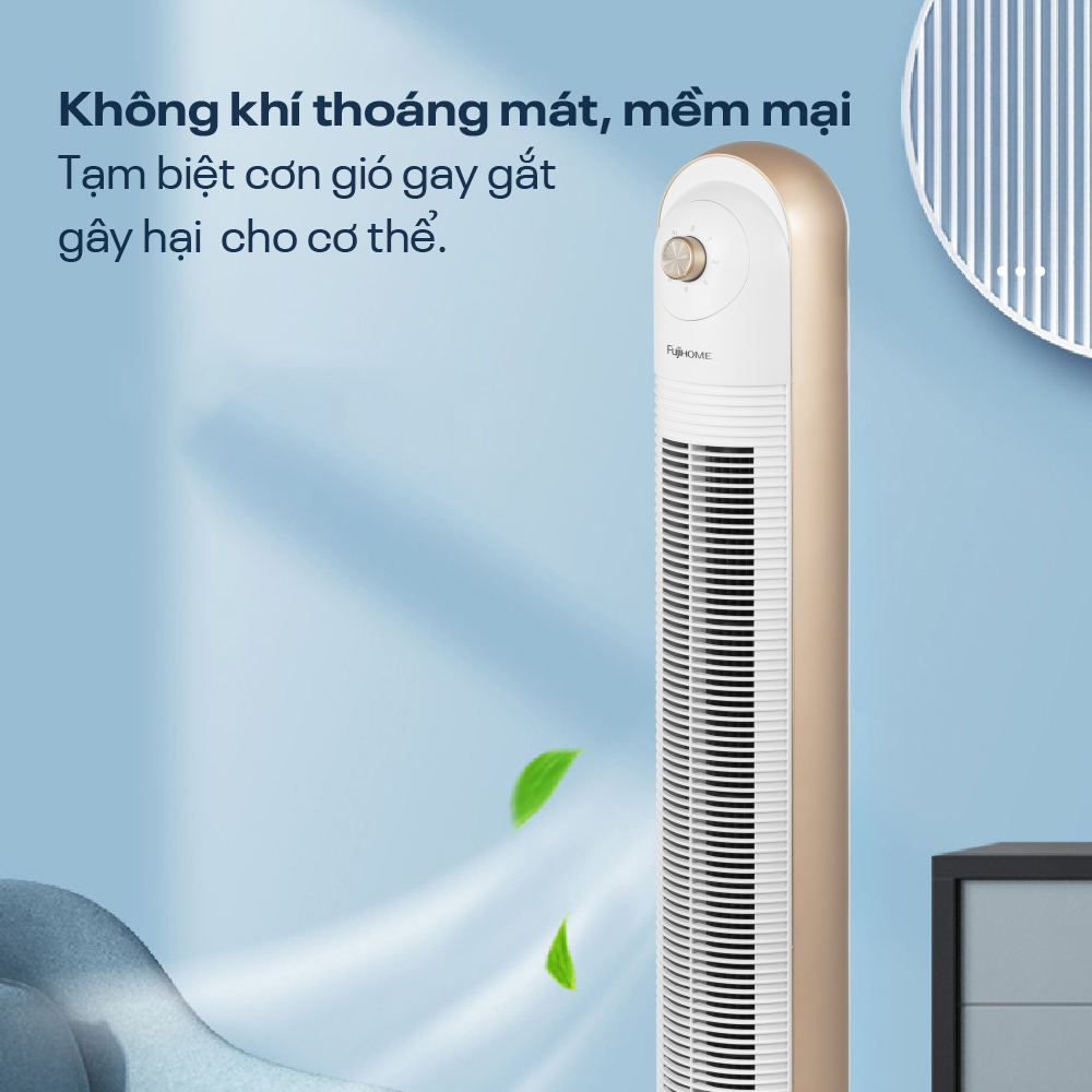 Mô tả Quạt tháp điều hòa nhập khẩu FUJIHOME TF-13EM, thiết kế hiện đại, sang trọng, 3 chế độ gió - 7