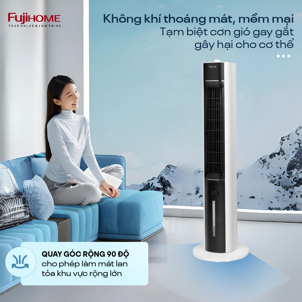 Mô tả Quạt tháp điều hoà cao cấp Fujihome AC-18LM thiết kế hiện đại, nhỏ gọn, 3 cấp độ gió, động cơ bền bỉ - 4