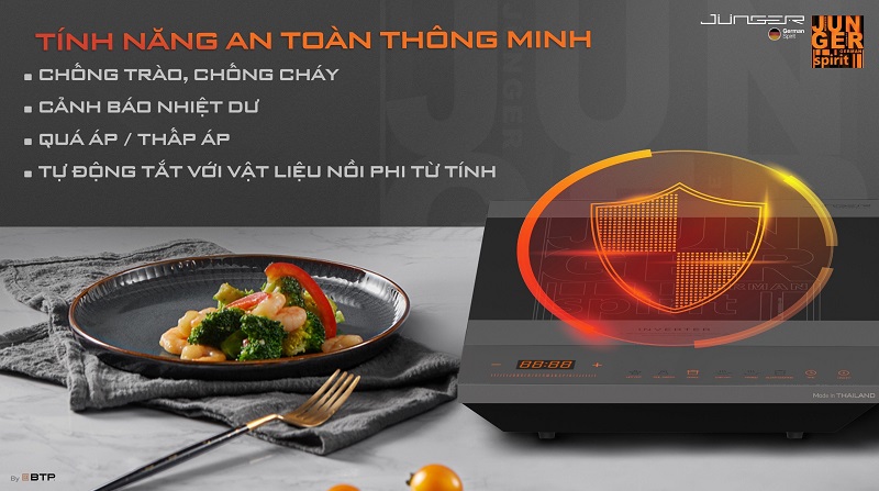 Mô tả Bếp từ đơn Junger CEJ-105-I - Để nổi trên bàn, công suất 2000W - Inverter tiết kiệm điện - 6