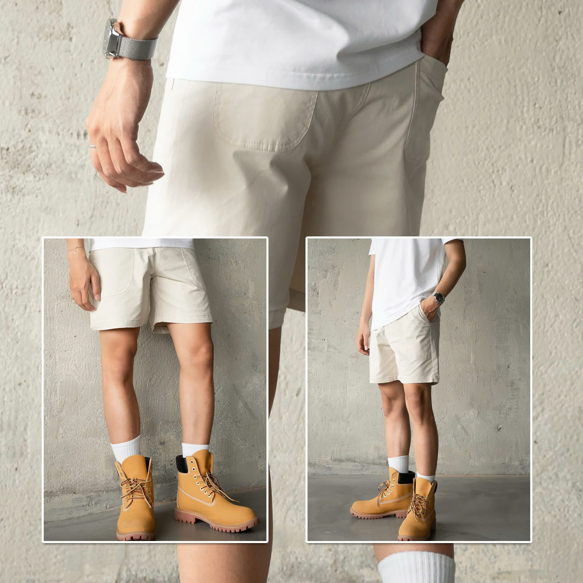 Mô tả Quần short nam KAKI phom rộng CAPMAN CLUB, quần đùi trên gối lưng đai thun co giãn, trẻ trung - 5