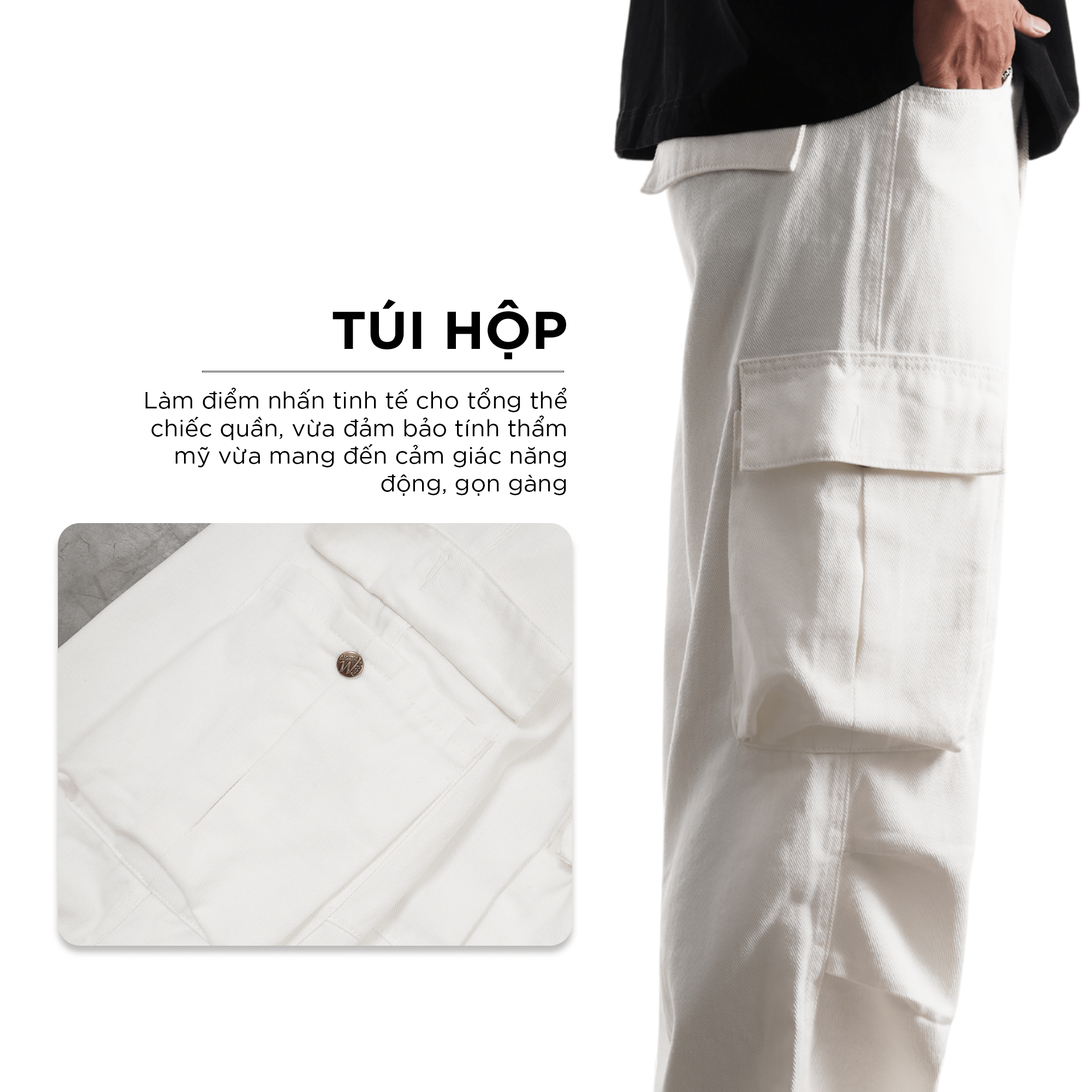 Quần jeans nam túi hộp ống rộng CAPMAN CLUB