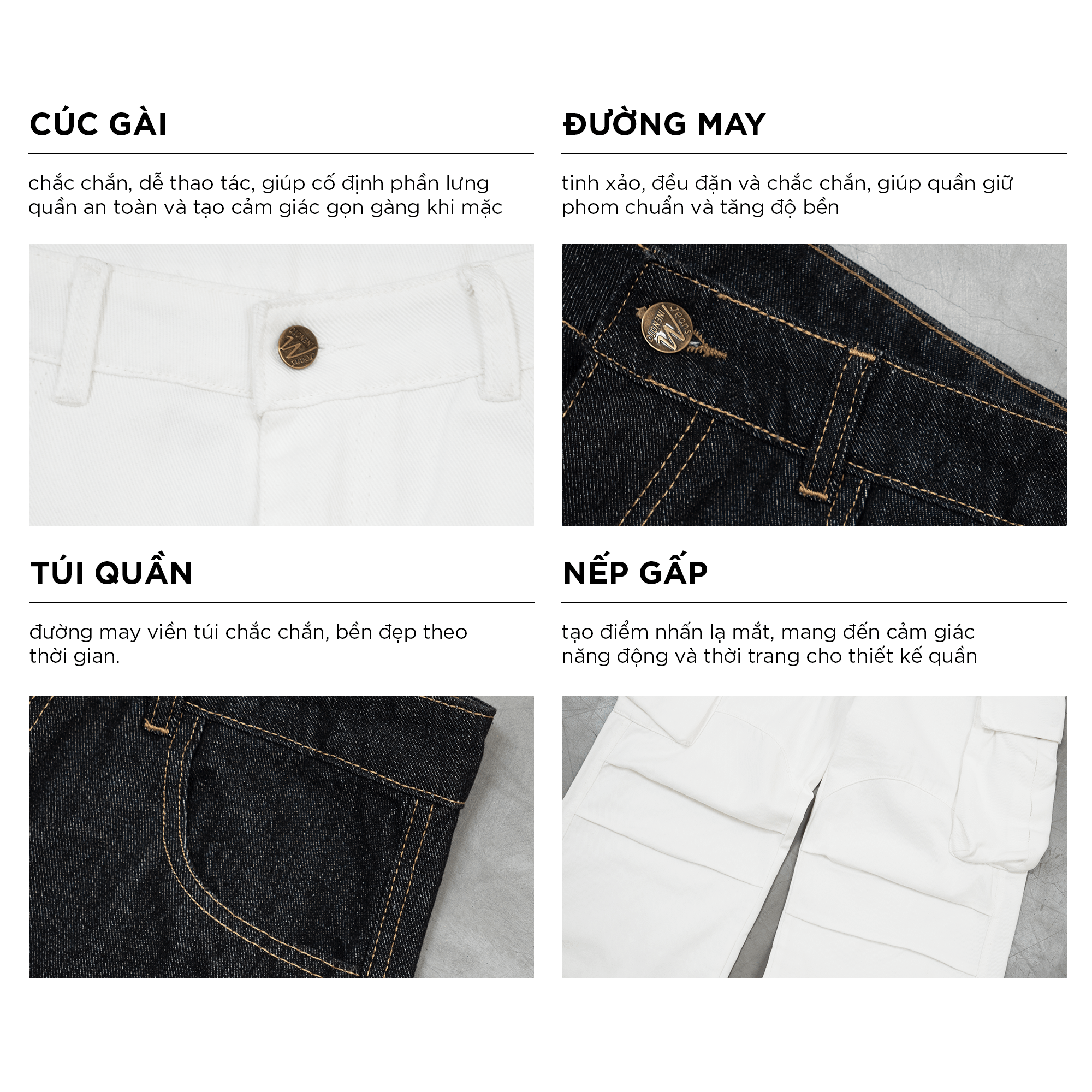 Mô tả Quần jeans nam dài túi hộp TORO ống rộng CAPMAN CLUB, form rộng trẻ trung thoải mái - 5