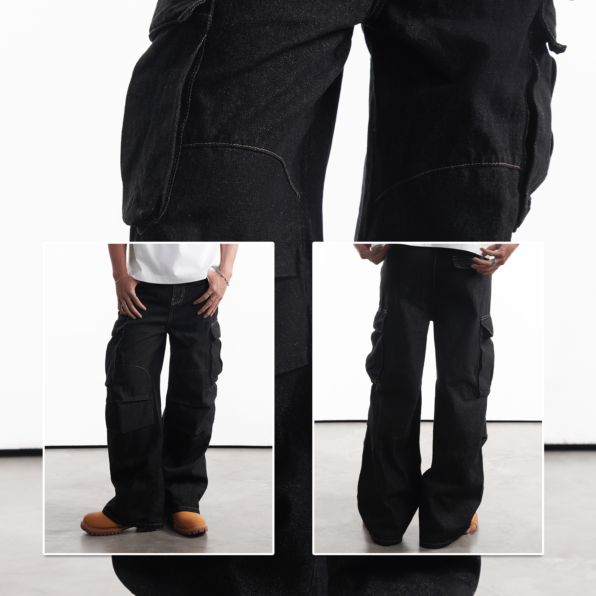 Quần jeans nam túi hộp ống rộng CAPMAN CLUB