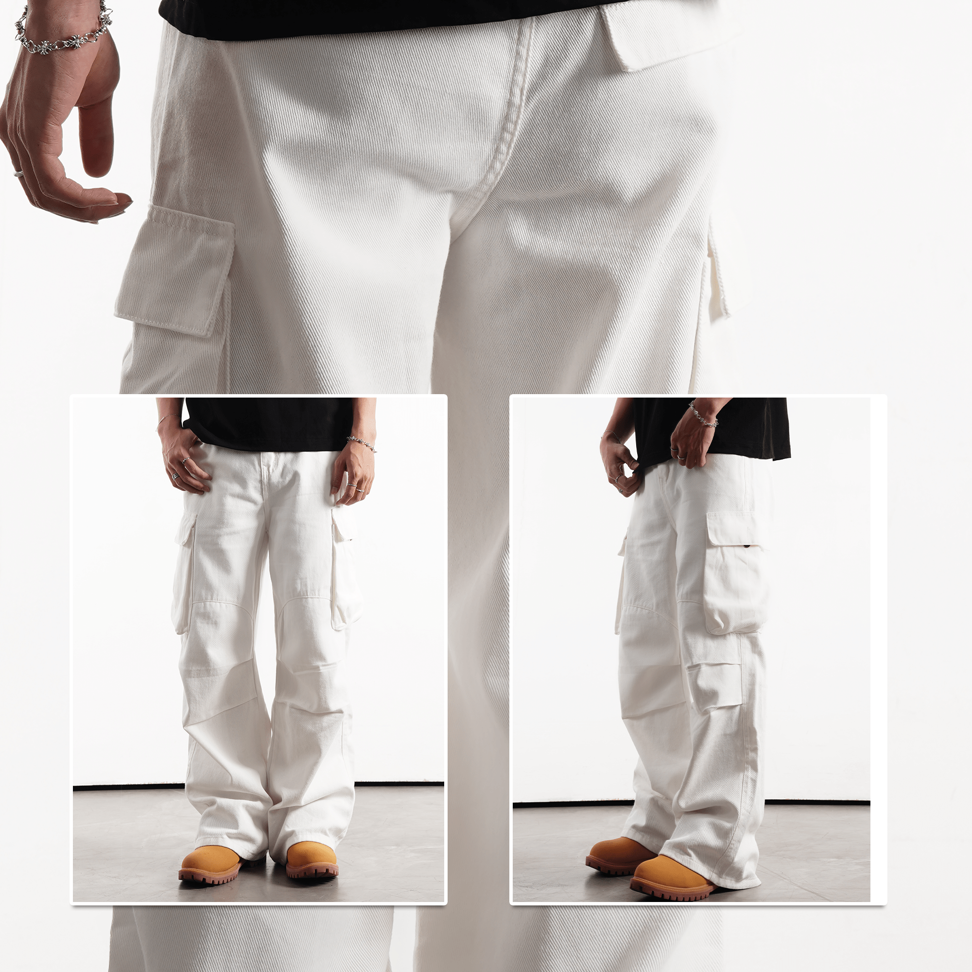 Quần jeans nam túi hộp ống rộng CAPMAN CLUB
