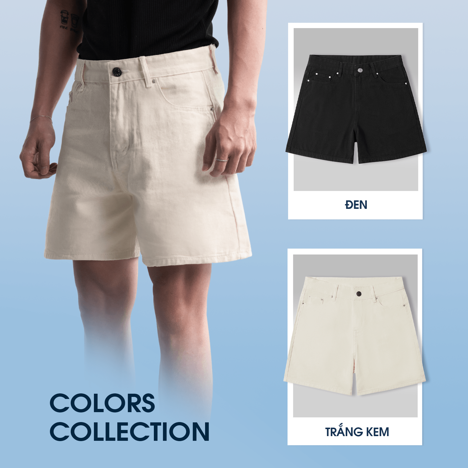 Mô tả Quần short nam jean POKER phom rộng CAPMAN CLUB, chất vải denim thoải mái trẻ trung - 9