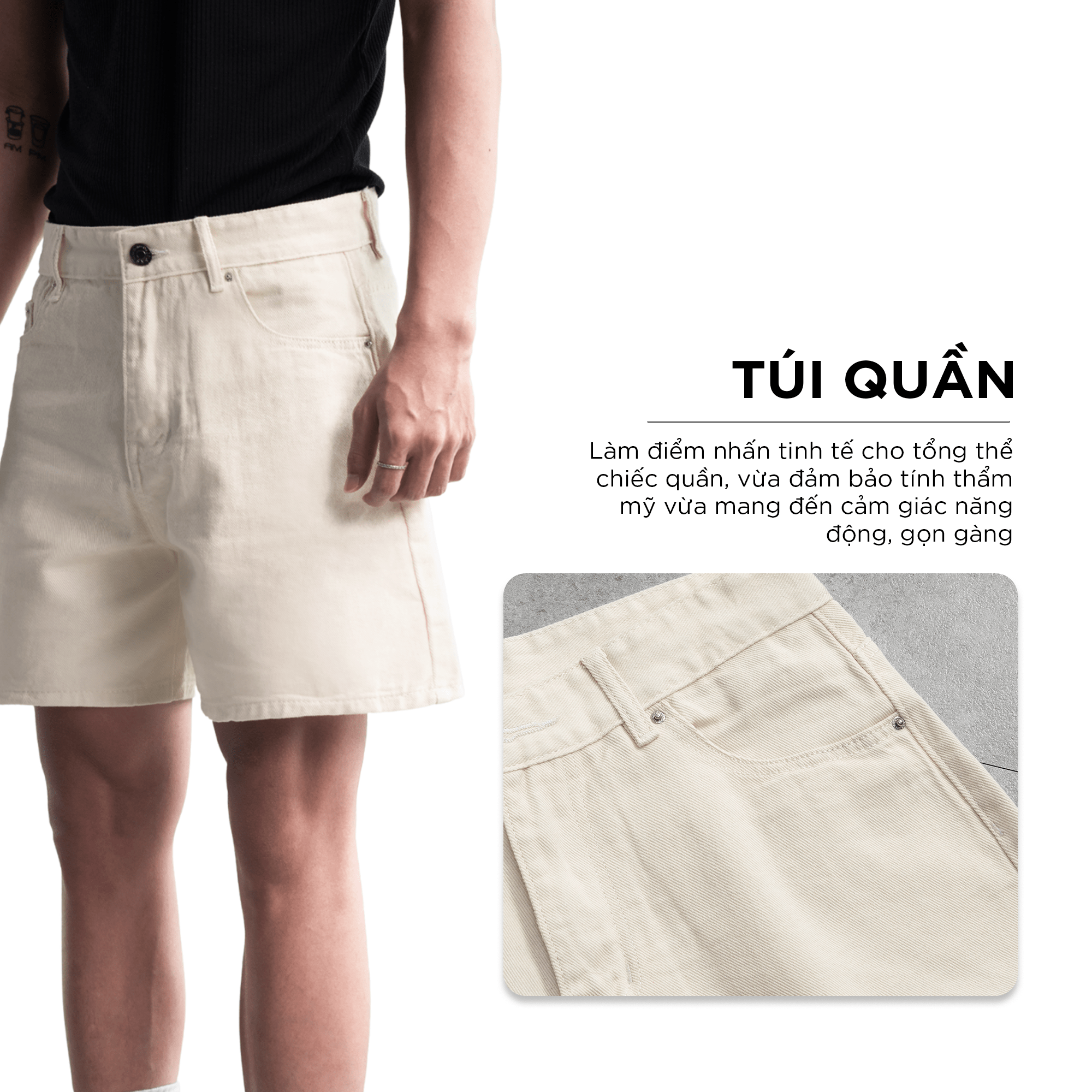 Mô tả Quần short nam jean POKER phom rộng CAPMAN CLUB, chất vải denim thoải mái trẻ trung - 6