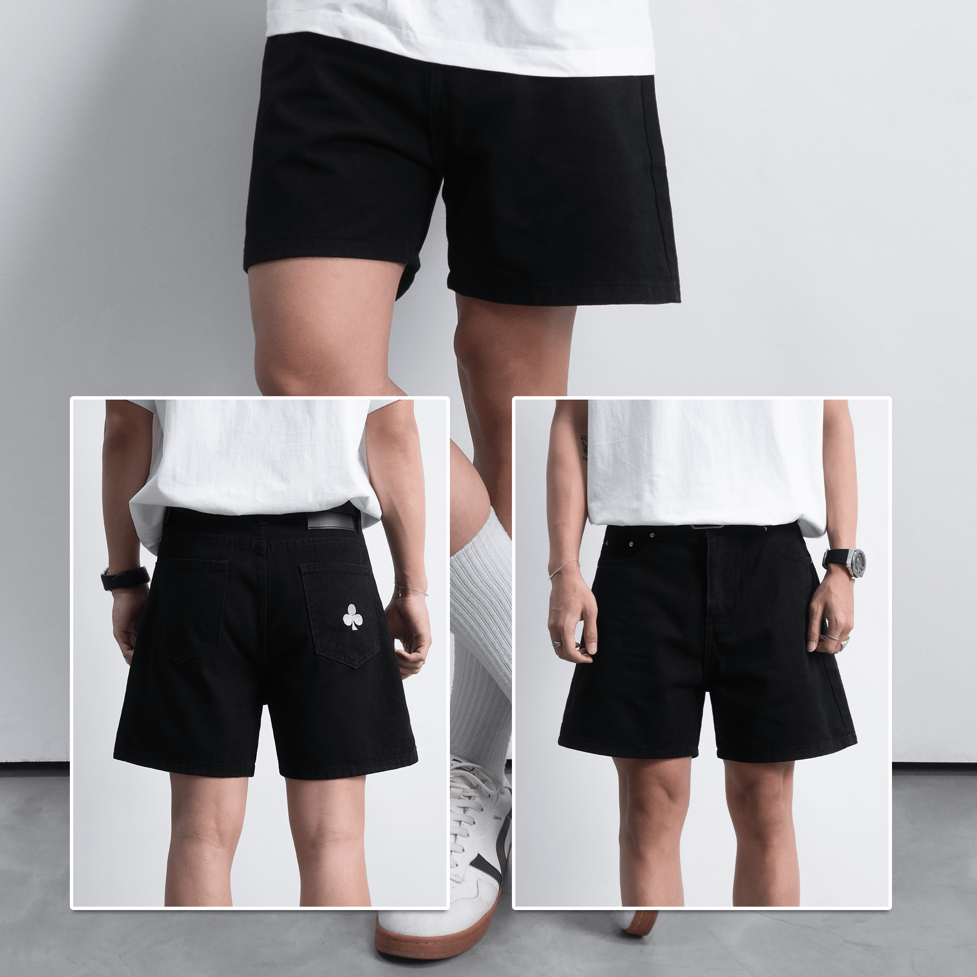 Mô tả Quần short nam jean POKER phom rộng CAPMAN CLUB, chất vải denim thoải mái trẻ trung - 8