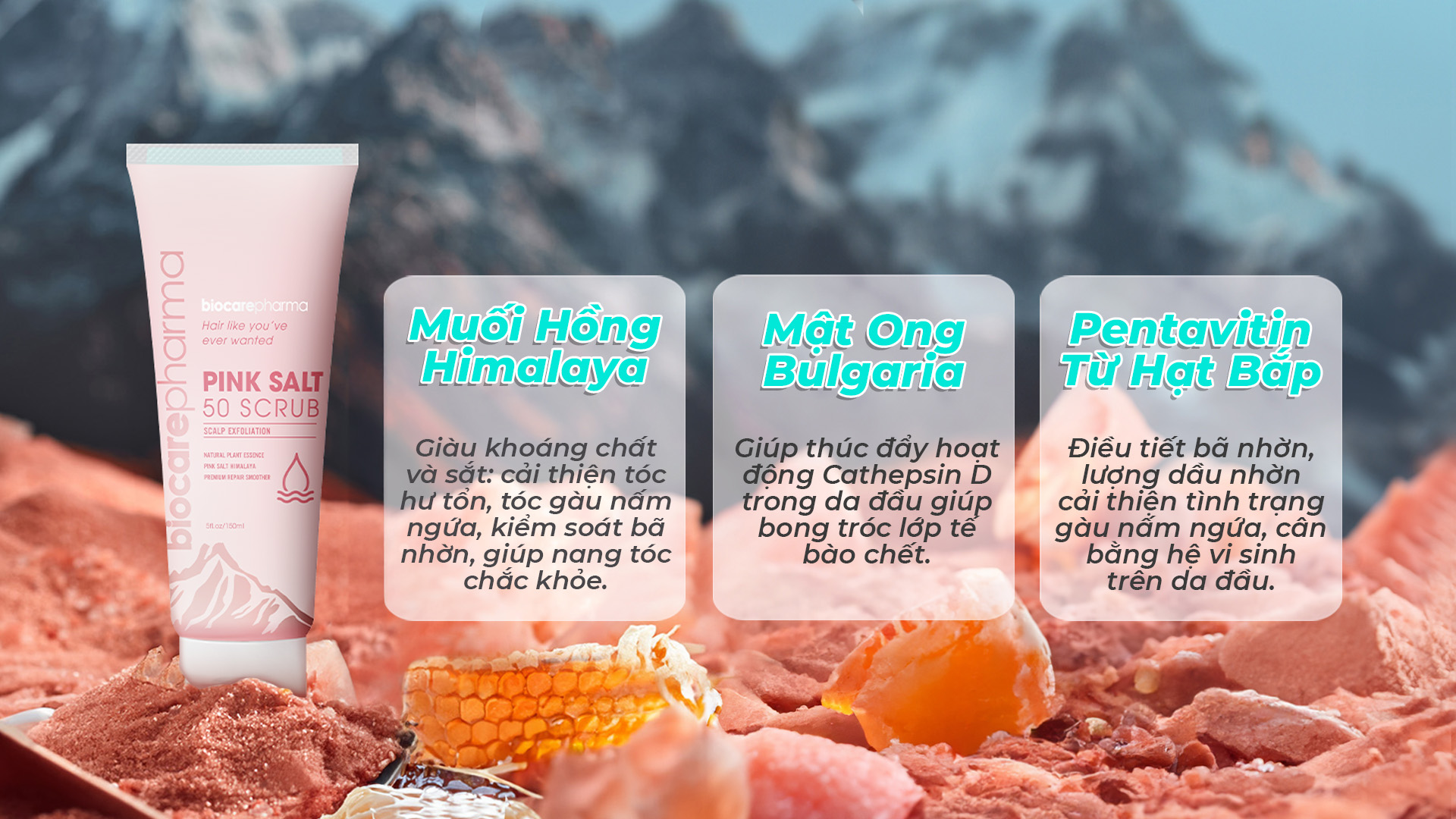 Mô tả Tẩy tế bào chết da đầu muối hồng Himalaya - Giảm bết - Kiềm dầu - Giúp phồng tóc - Giảm gàu - Biocarepharma - 150Gr. - 1