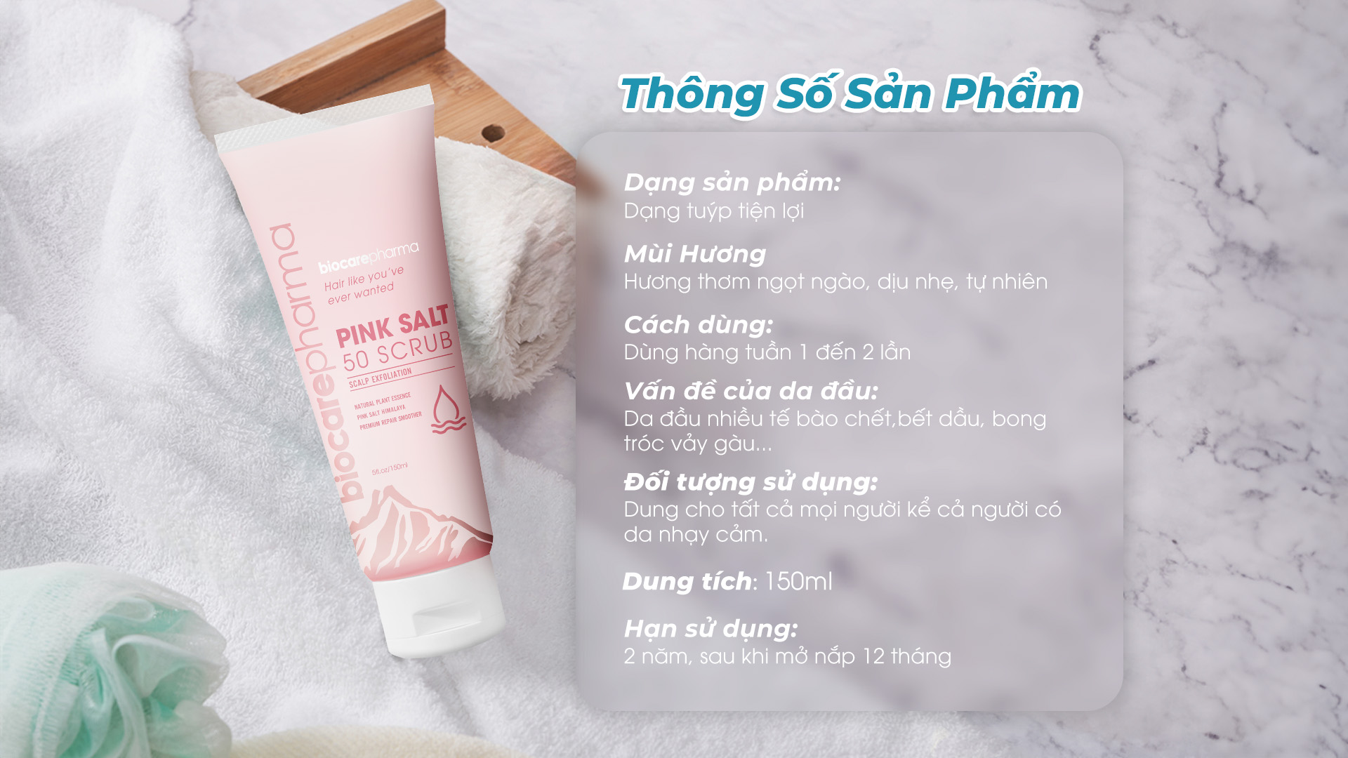 Mô tả Tẩy tế bào chết da đầu muối hồng Himalaya - Giảm bết - Kiềm dầu - Giúp phồng tóc - Giảm gàu - Biocarepharma - 150Gr. - 5
