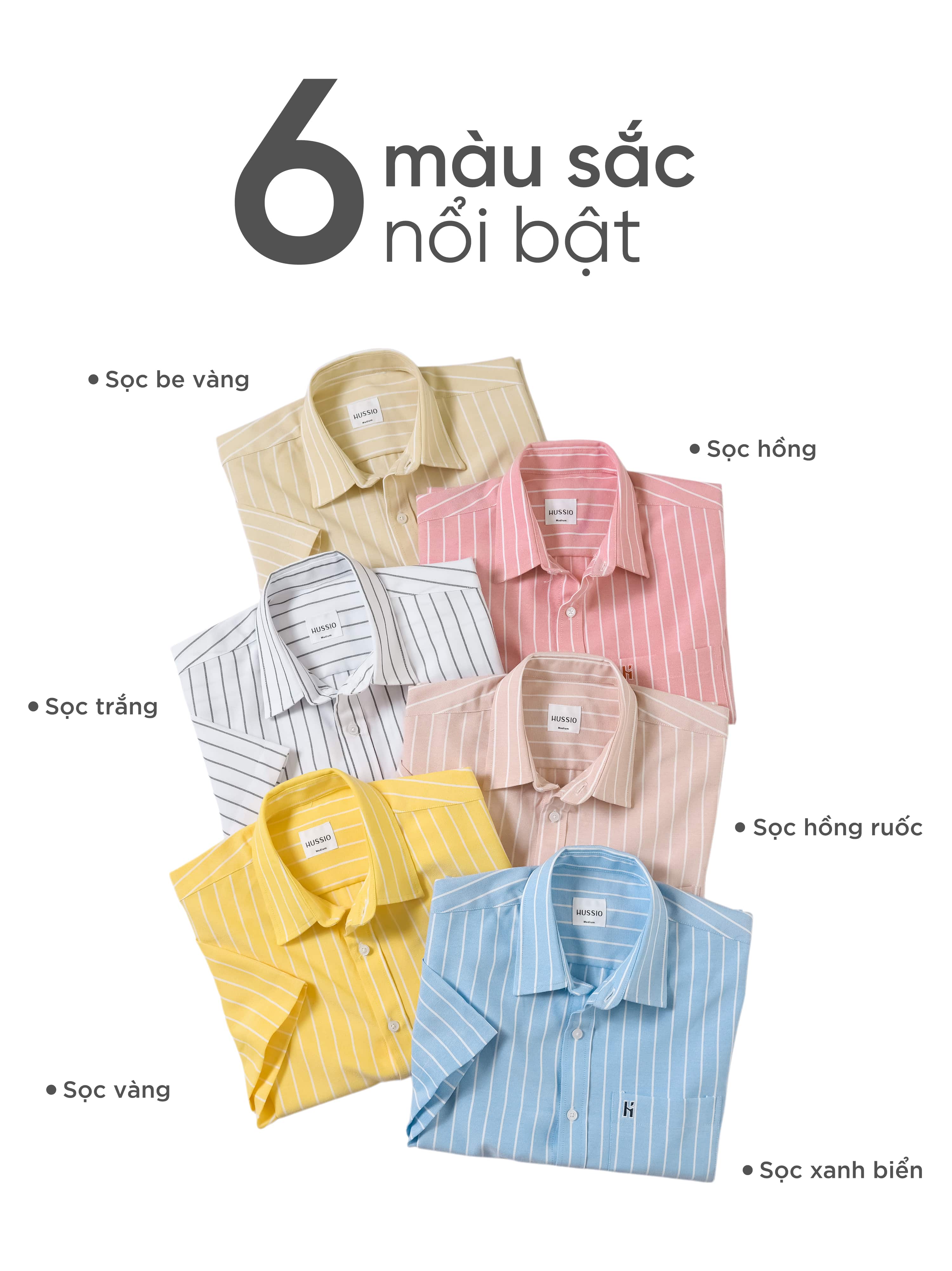 Mô tả Áo sơ mi tay ngắn SEASON "BA" họa tiết sọc, vải Oxford cao cấp, thoáng mát, độ bền cao - HUSSIO - 5