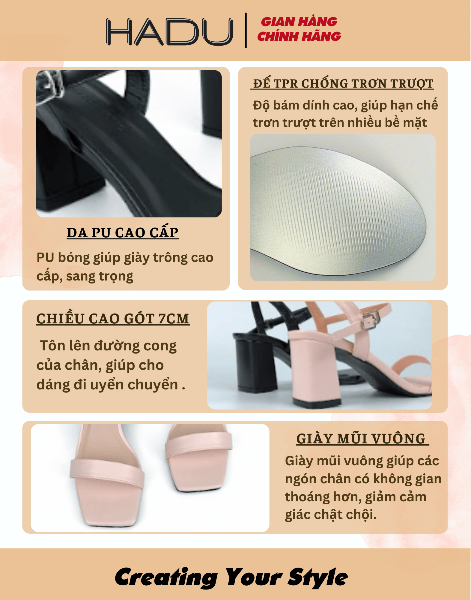 Mô tả - Giày Sandal Cao Gót 5P HS502 Tặng Dép Bệt Nữ K115D Hàng Cao Cấp Bảo Hành 12T - 2