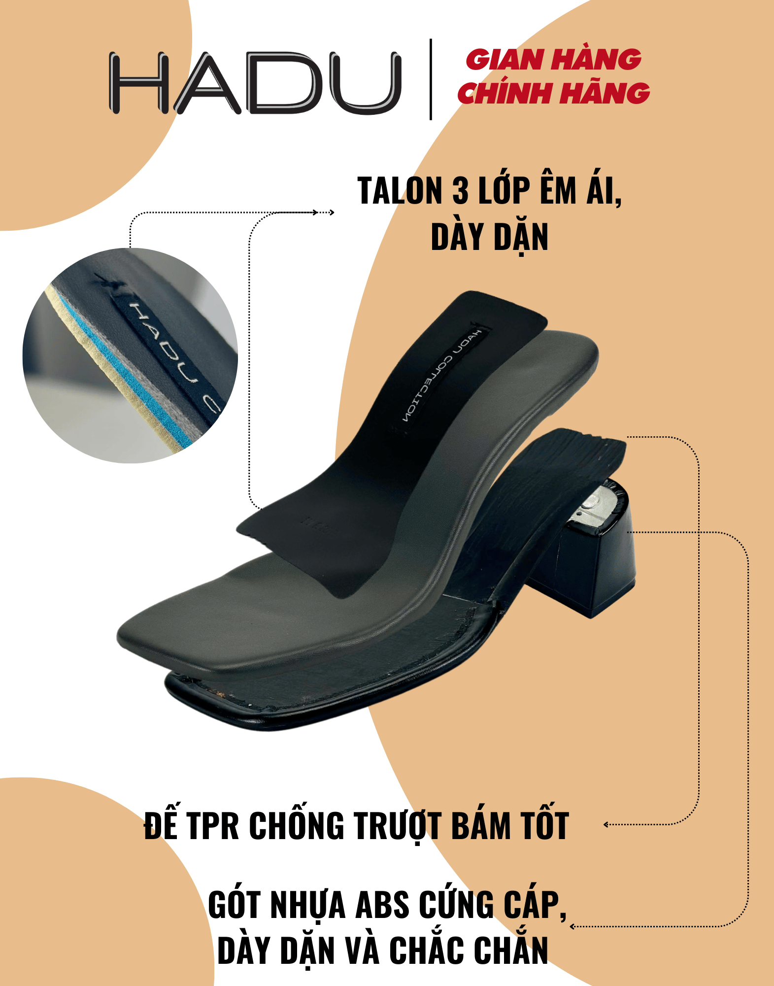 Mô tả - Giày Sandal Cao Gót 5P HS502 Tặng Dép Bệt Nữ K115D Hàng Cao Cấp Bảo Hành 12T - 3